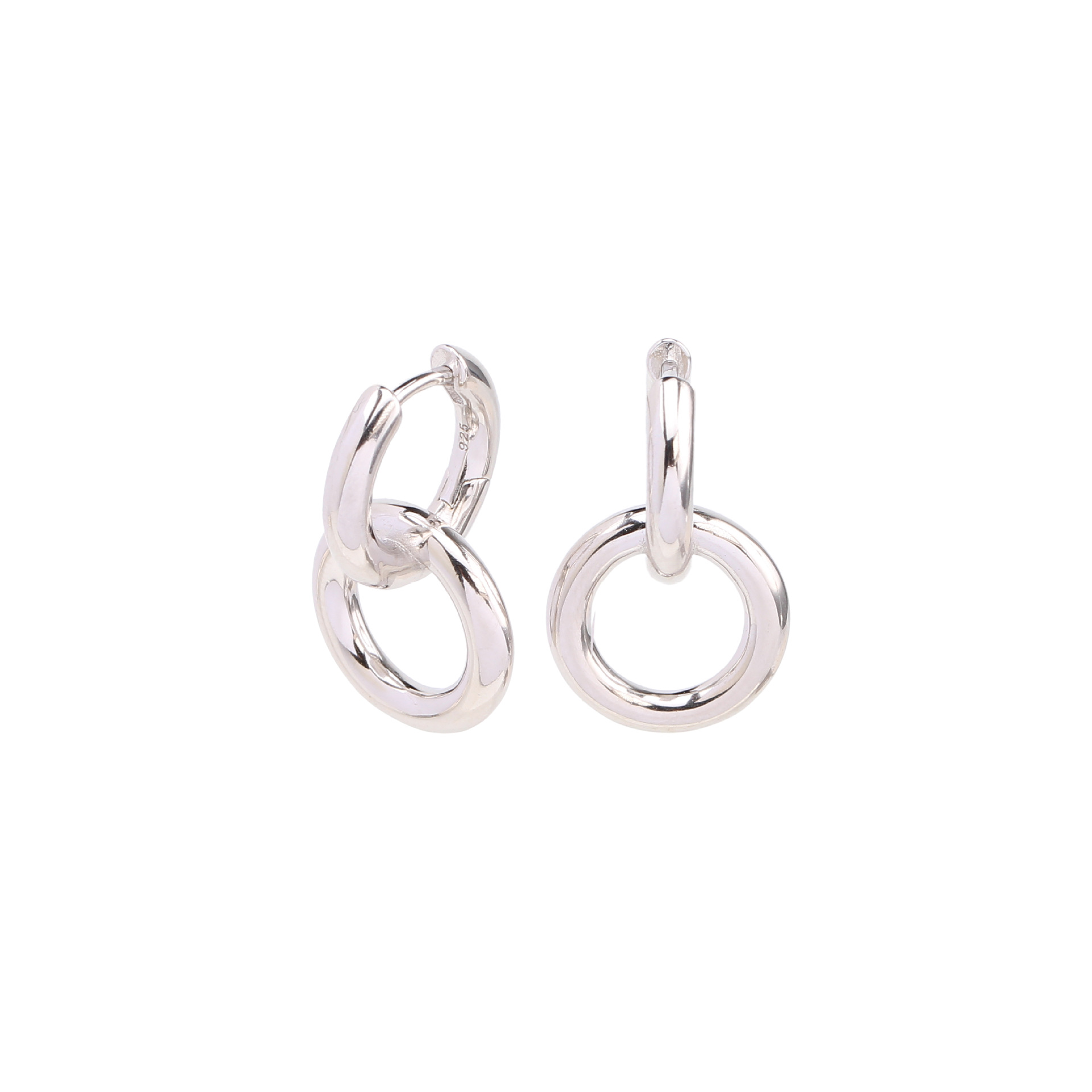 1 Pair Simple Style Circle Plating Sterling Silver White Gold Plated Gold Plated Drop Earrings display picture 3