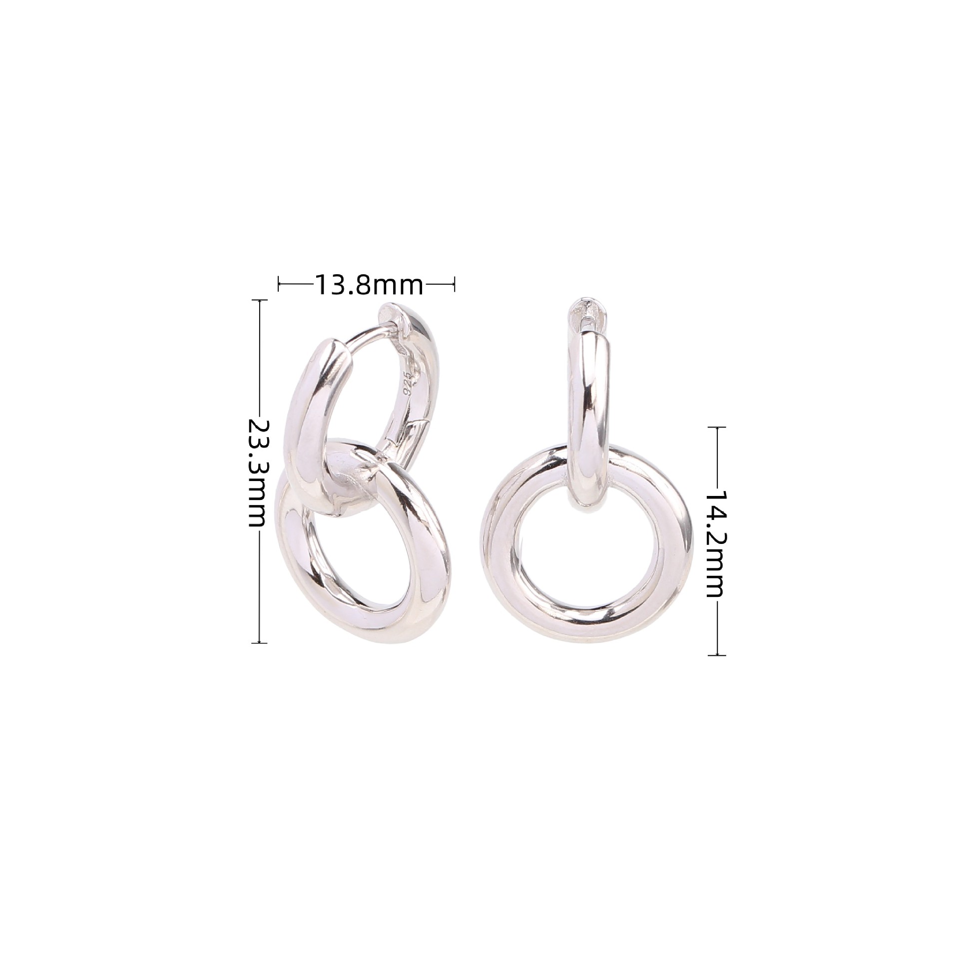 1 Pair Simple Style Circle Plating Sterling Silver White Gold Plated Gold Plated Drop Earrings display picture 4