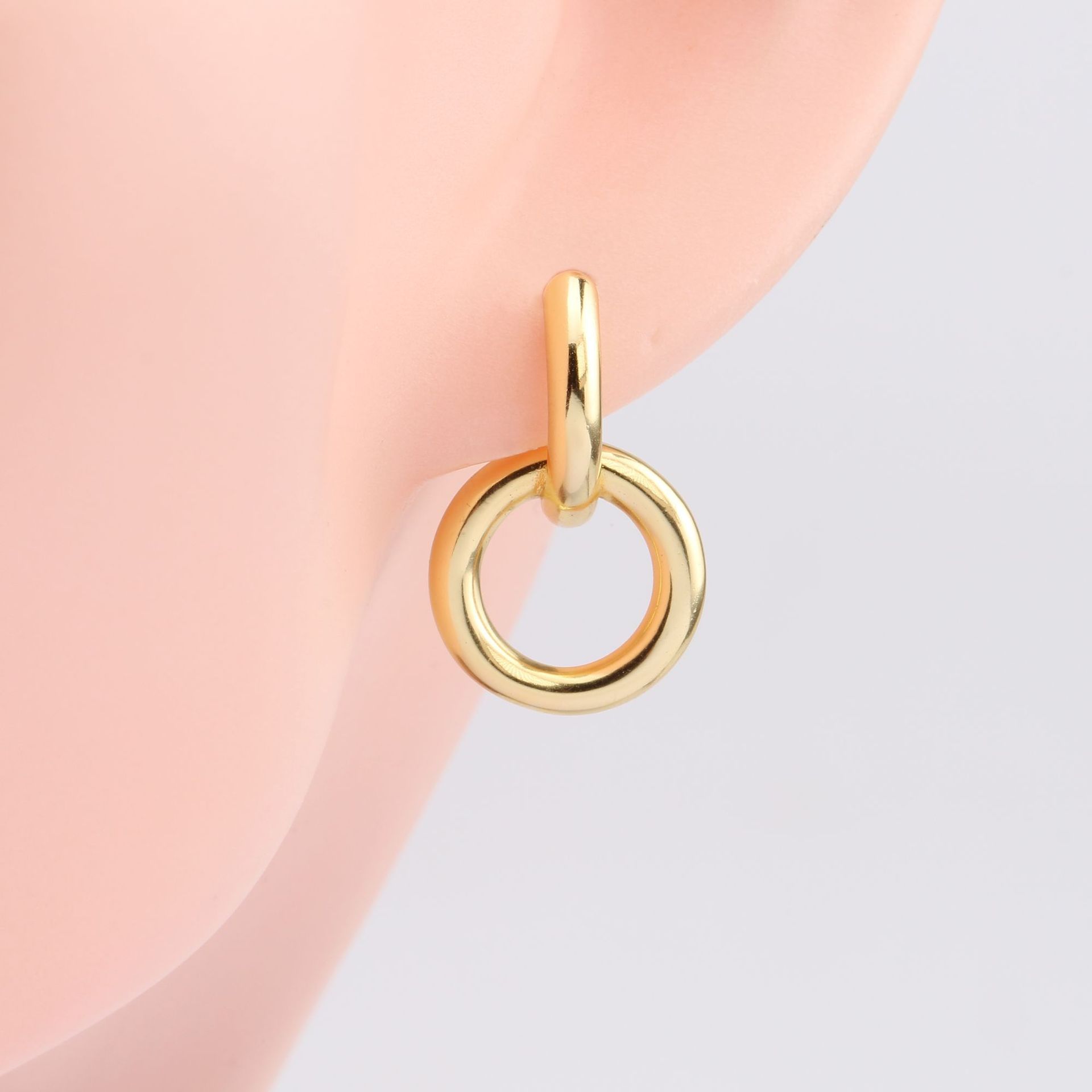 1 Pair Simple Style Circle Plating Sterling Silver White Gold Plated Gold Plated Drop Earrings display picture 5