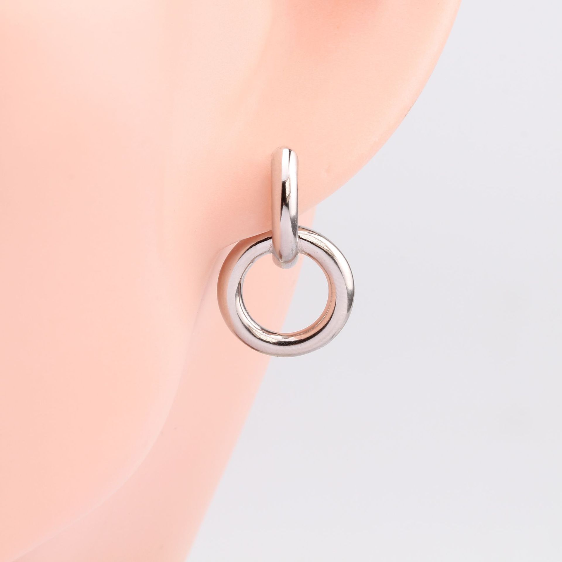 1 Pair Simple Style Circle Plating Sterling Silver White Gold Plated Gold Plated Drop Earrings display picture 6