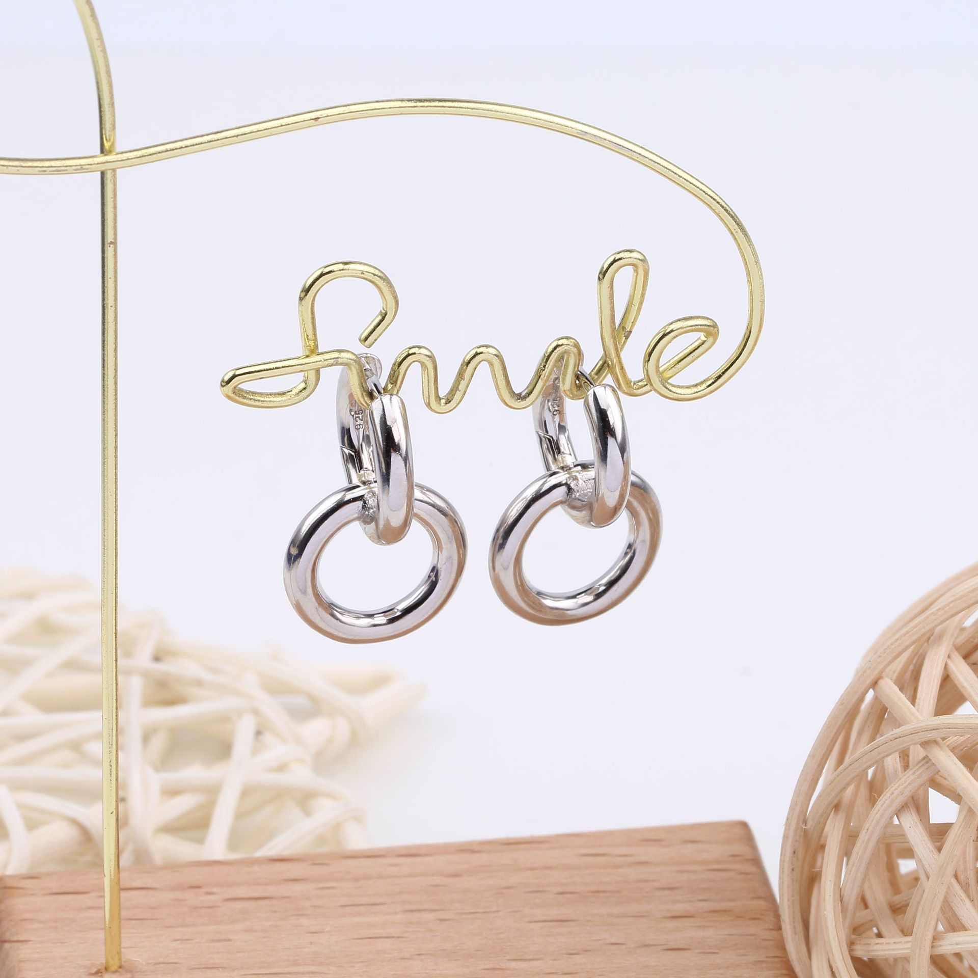 1 Pair Simple Style Circle Plating Sterling Silver White Gold Plated Gold Plated Drop Earrings display picture 8