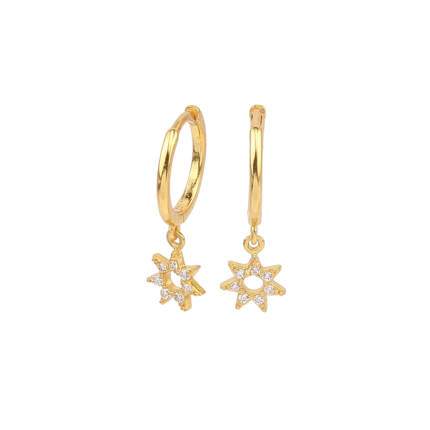 1 Pair Ig Style Simple Style Star Plating Hollow Out Inlay Sterling Silver Zircon White Gold Plated Gold Plated Drop Earrings display picture 1