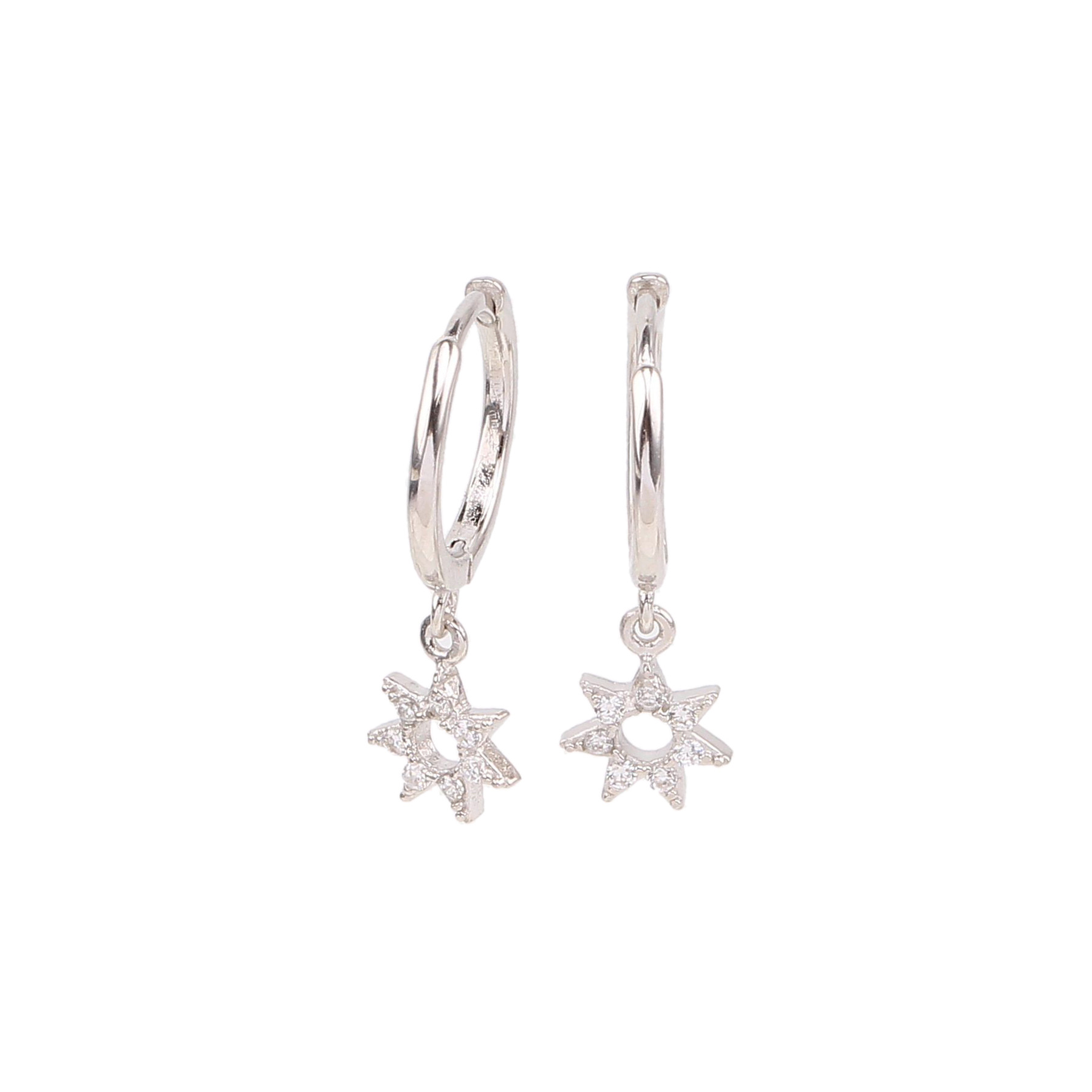 1 Pair Ig Style Simple Style Star Plating Hollow Out Inlay Sterling Silver Zircon White Gold Plated Gold Plated Drop Earrings display picture 3