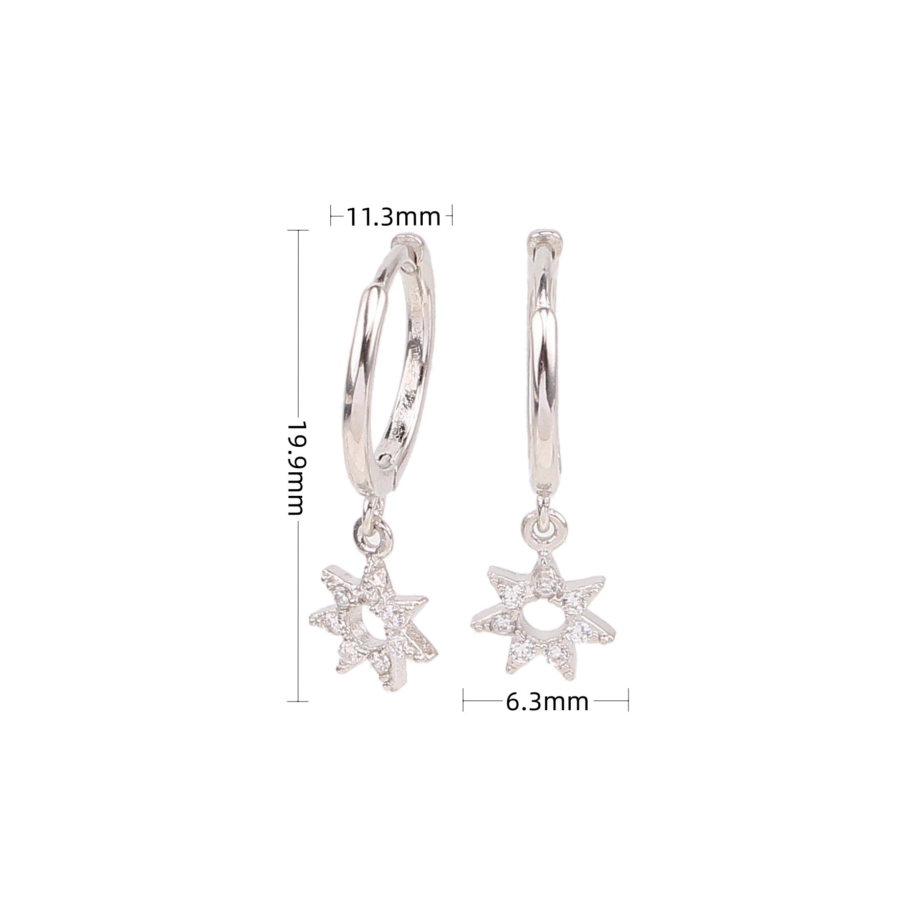 1 Pair Ig Style Simple Style Star Plating Hollow Out Inlay Sterling Silver Zircon White Gold Plated Gold Plated Drop Earrings display picture 4