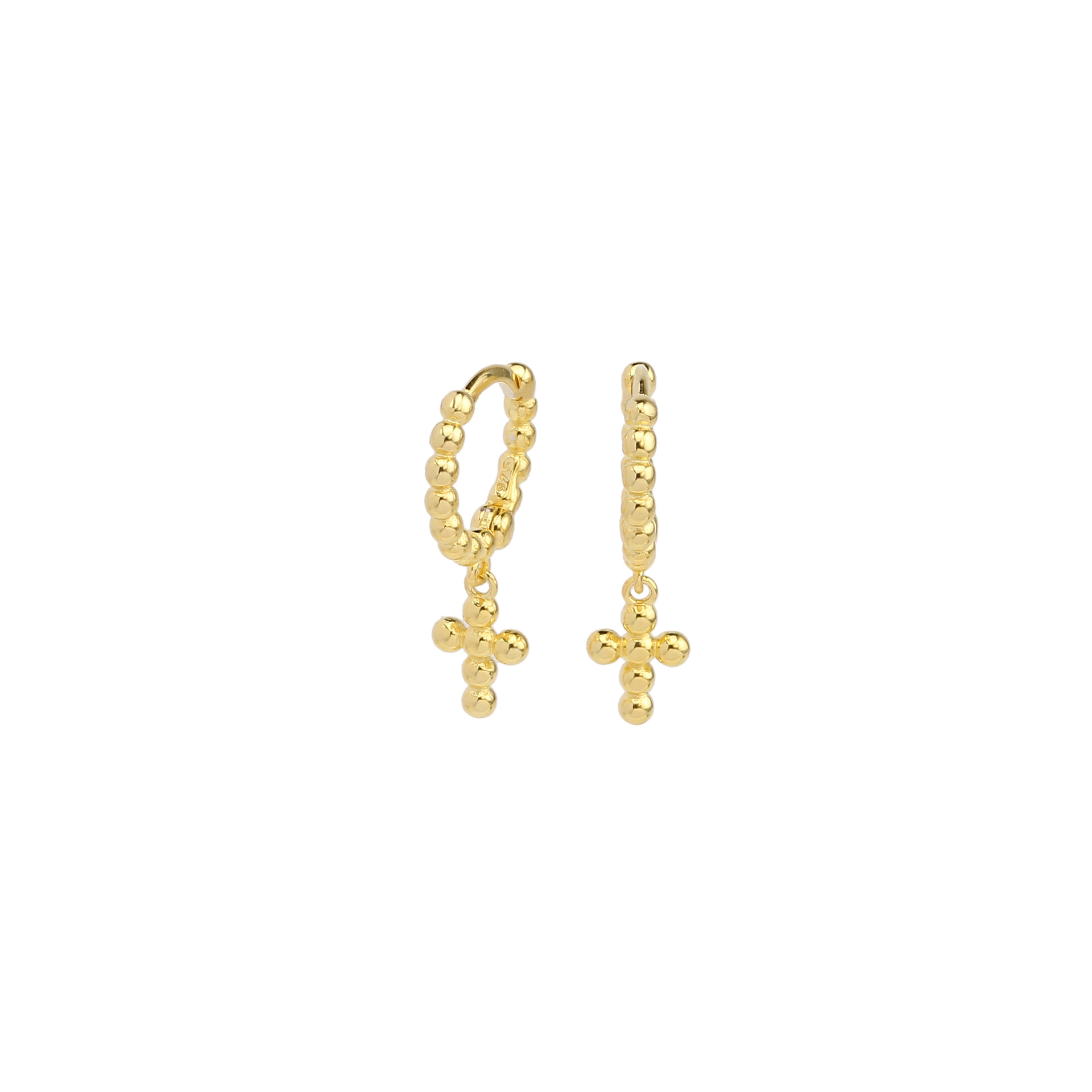 1 Pair Simple Style Cross Plating Sterling Silver White Gold Plated Gold Plated Drop Earrings display picture 1