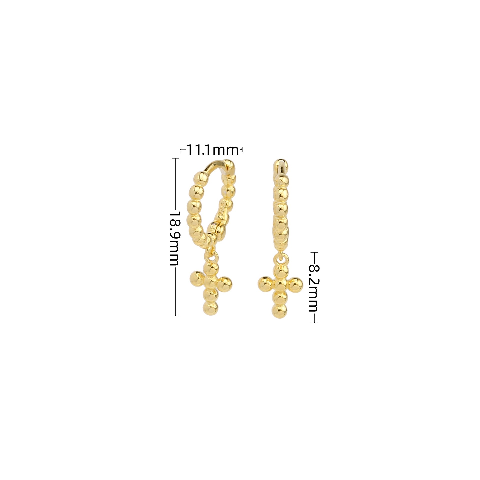 1 Pair Simple Style Cross Plating Sterling Silver White Gold Plated Gold Plated Drop Earrings display picture 2