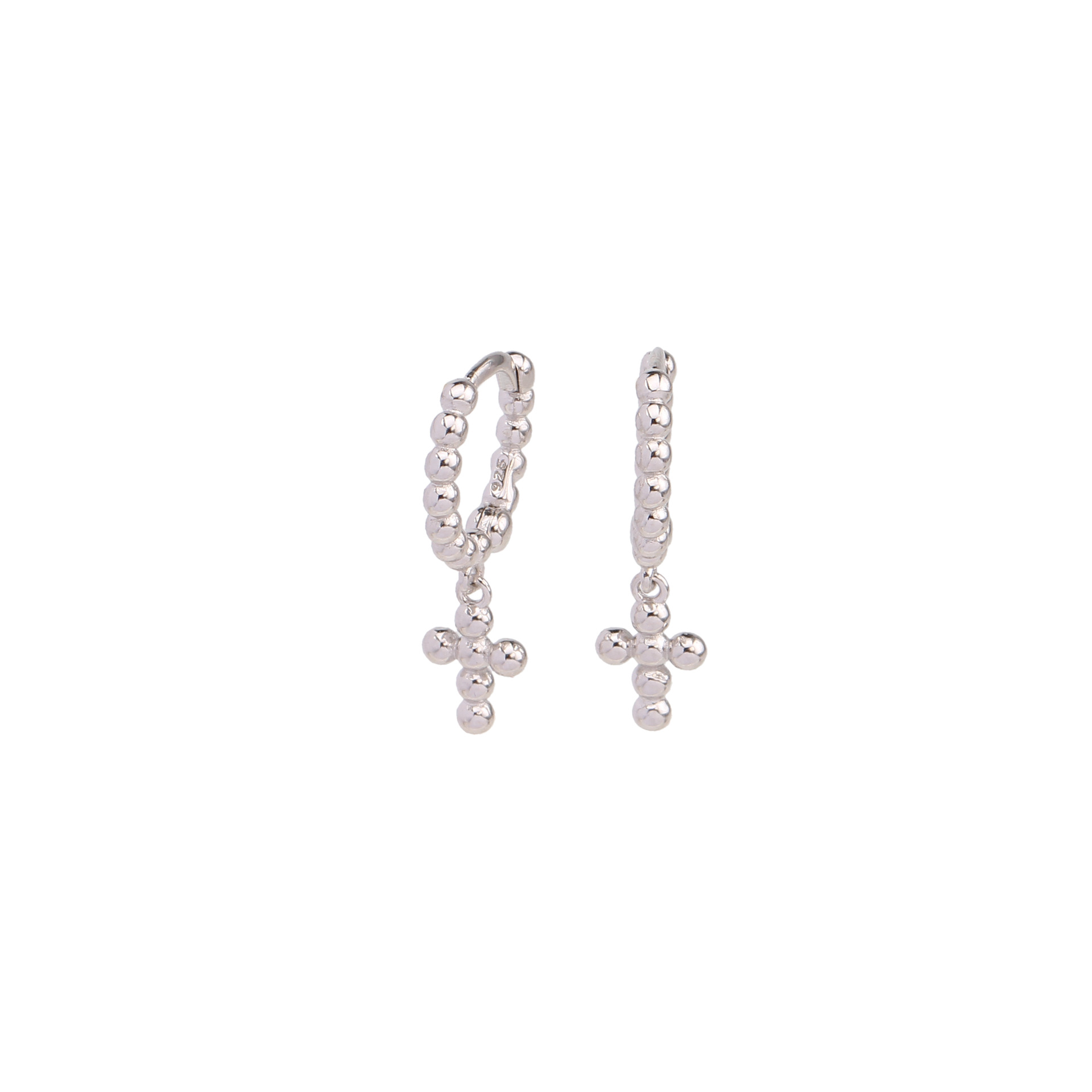 1 Pair Simple Style Cross Plating Sterling Silver White Gold Plated Gold Plated Drop Earrings display picture 3