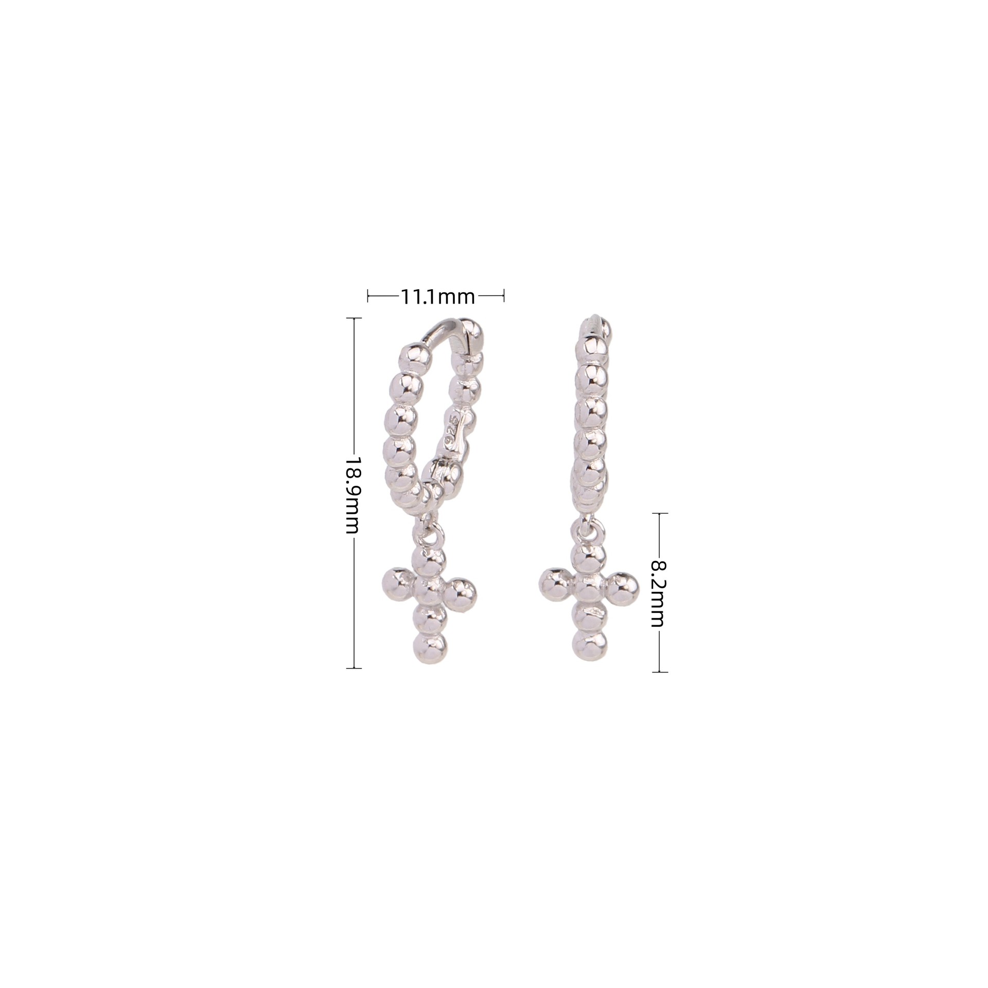 1 Pair Simple Style Cross Plating Sterling Silver White Gold Plated Gold Plated Drop Earrings display picture 4