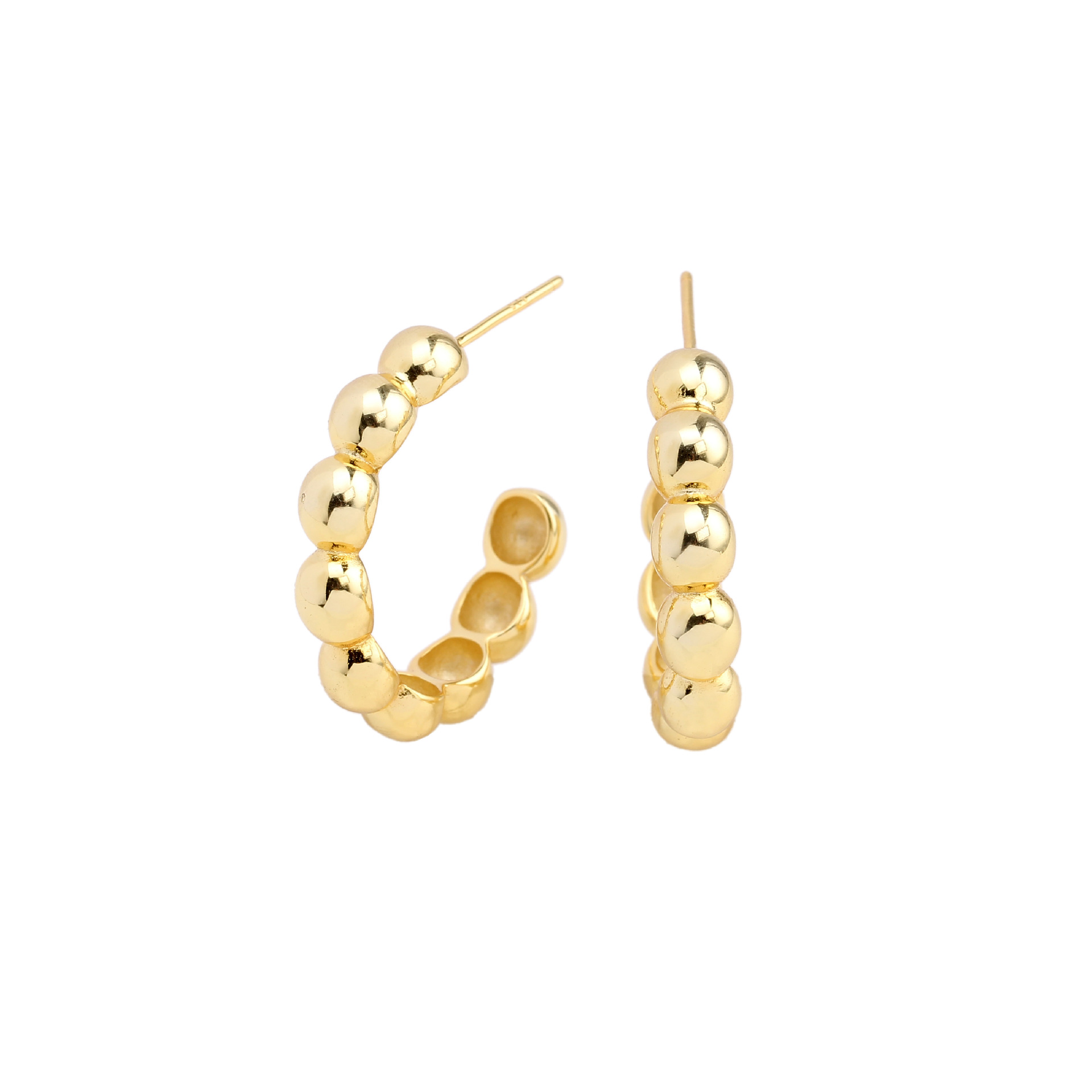 1 Pair Casual Simple Style C Shape Plating Sterling Silver White Gold Plated Gold Plated Ear Studs display picture 1