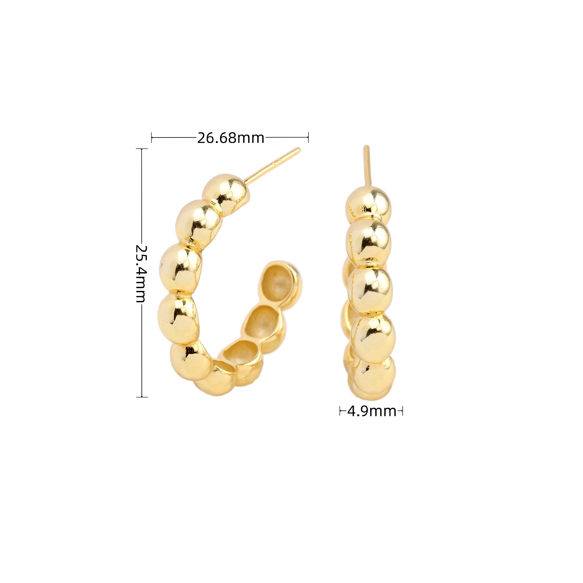 1 Pair Casual Simple Style C Shape Plating Sterling Silver White Gold Plated Gold Plated Ear Studs display picture 2