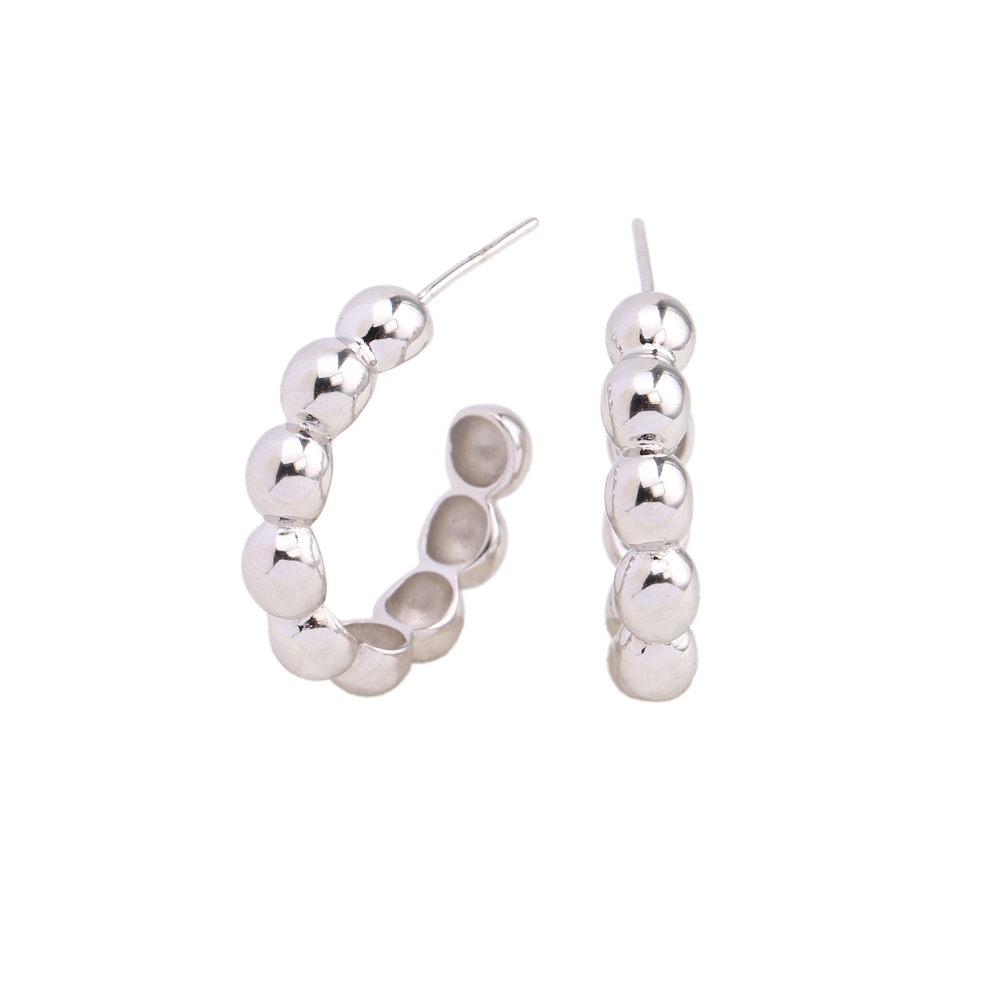 1 Pair Casual Simple Style C Shape Plating Sterling Silver White Gold Plated Gold Plated Ear Studs display picture 3