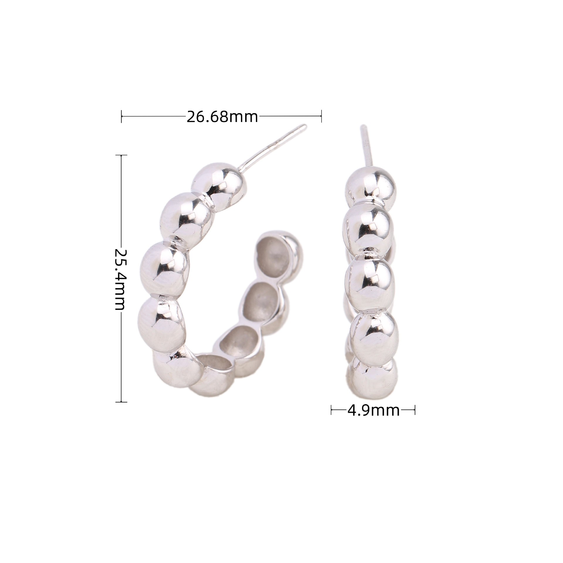 1 Pair Casual Simple Style C Shape Plating Sterling Silver White Gold Plated Gold Plated Ear Studs display picture 4