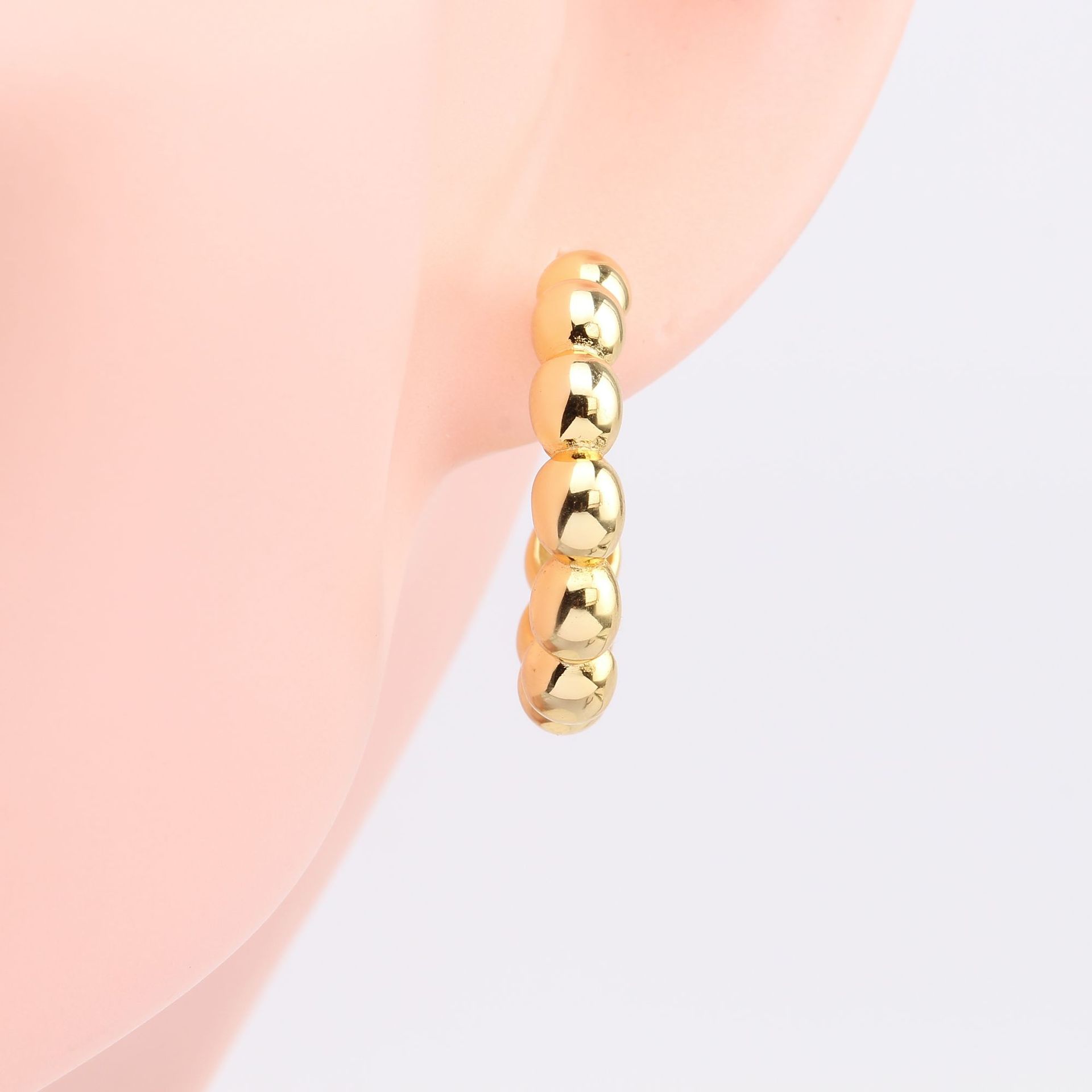 1 Pair Casual Simple Style C Shape Plating Sterling Silver White Gold Plated Gold Plated Ear Studs display picture 5