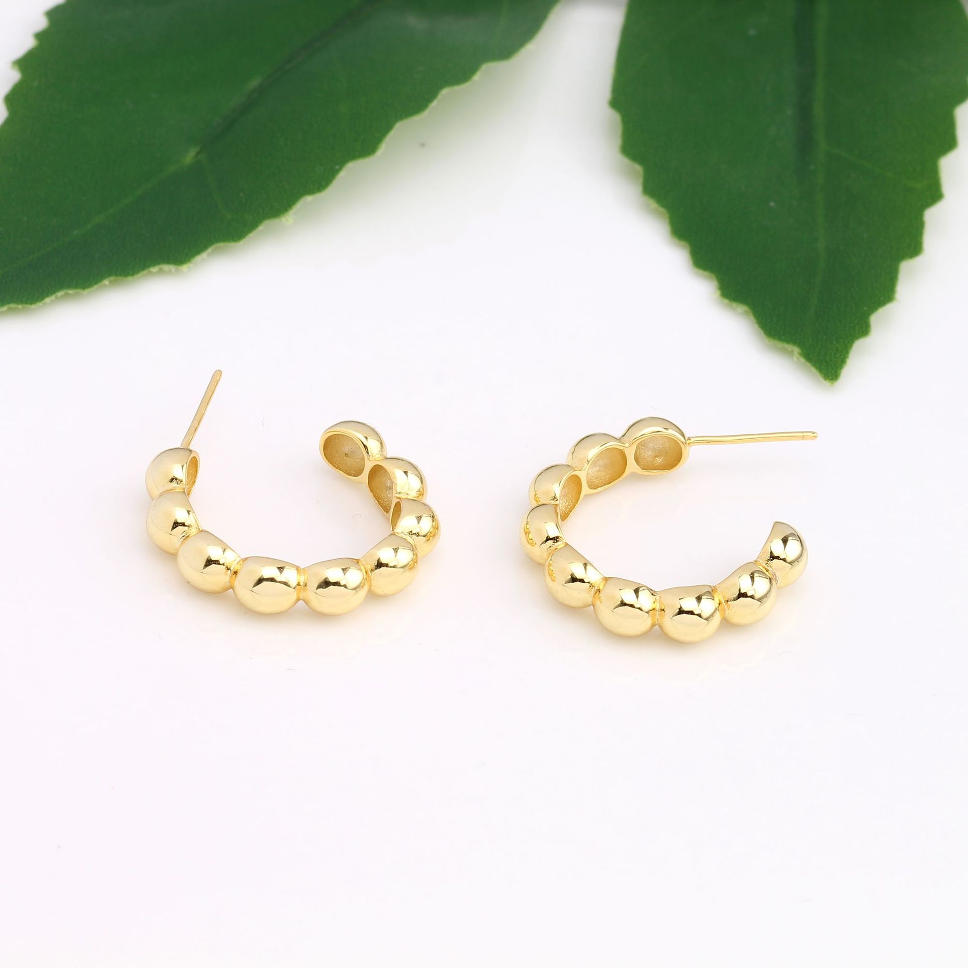 1 Pair Casual Simple Style C Shape Plating Sterling Silver White Gold Plated Gold Plated Ear Studs display picture 9