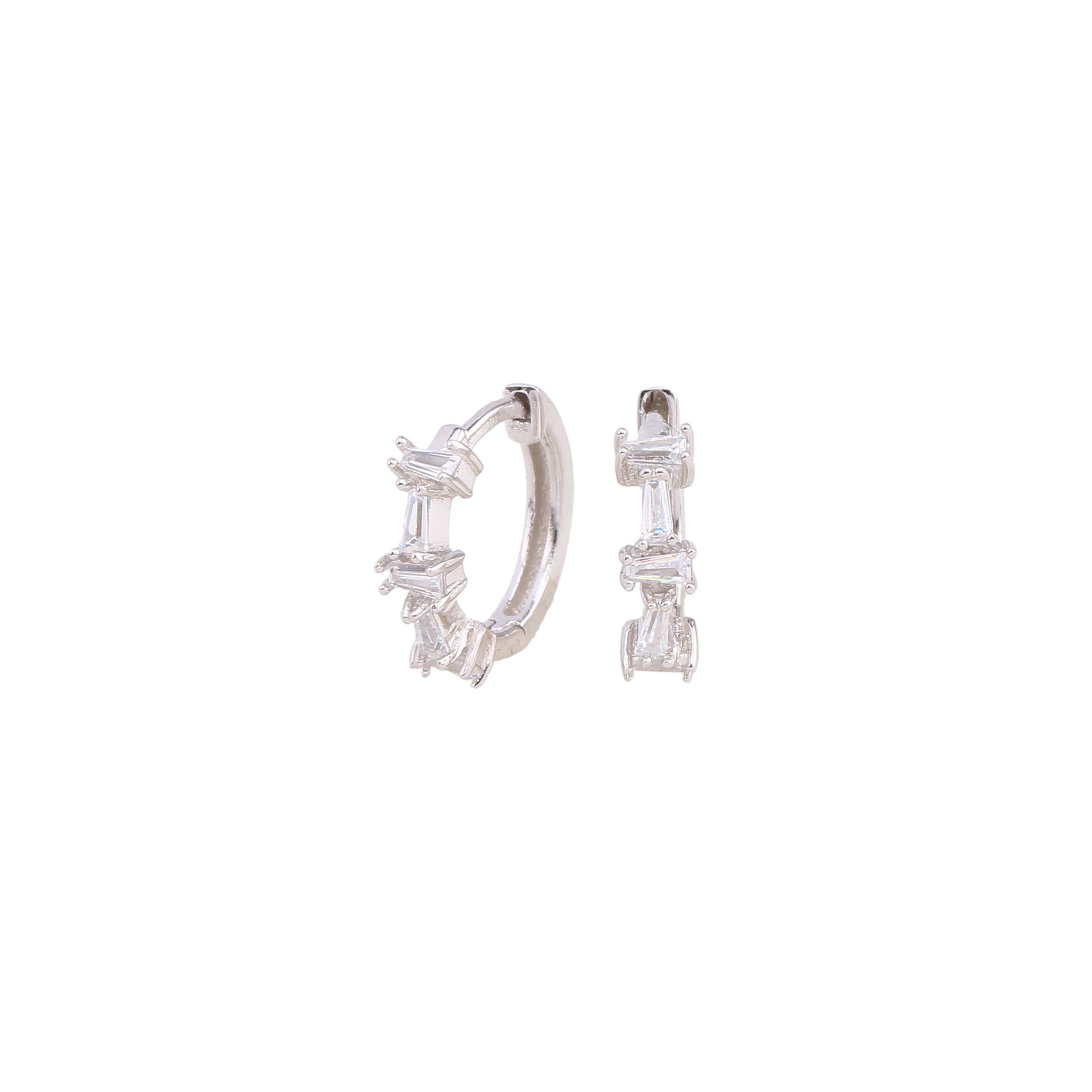1 Paar Einfacher Stil Trapez Überzug Inlay Sterling Silber Zirkon Ohrringe display picture 3