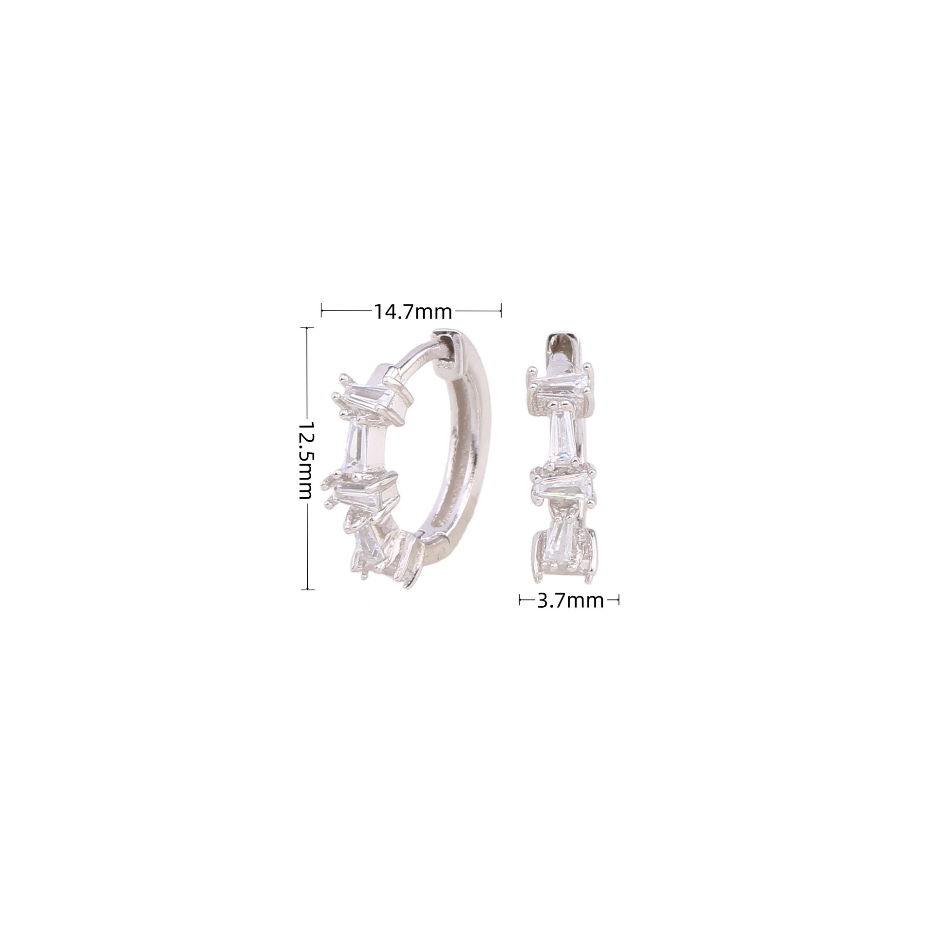 1 Paar Einfacher Stil Trapez Überzug Inlay Sterling Silber Zirkon Ohrringe display picture 4