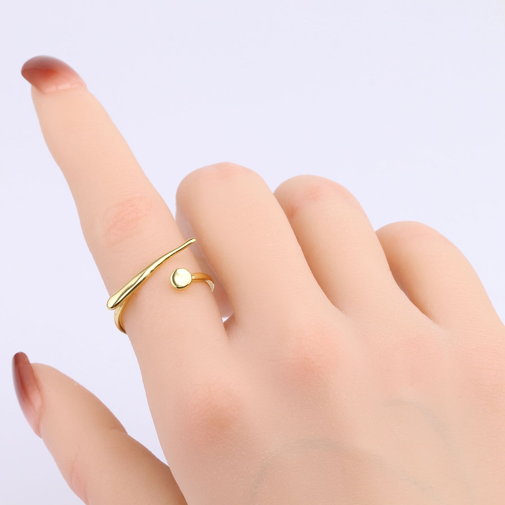 Simple Style Solid Color Sterling Silver Plating Open Rings display picture 5