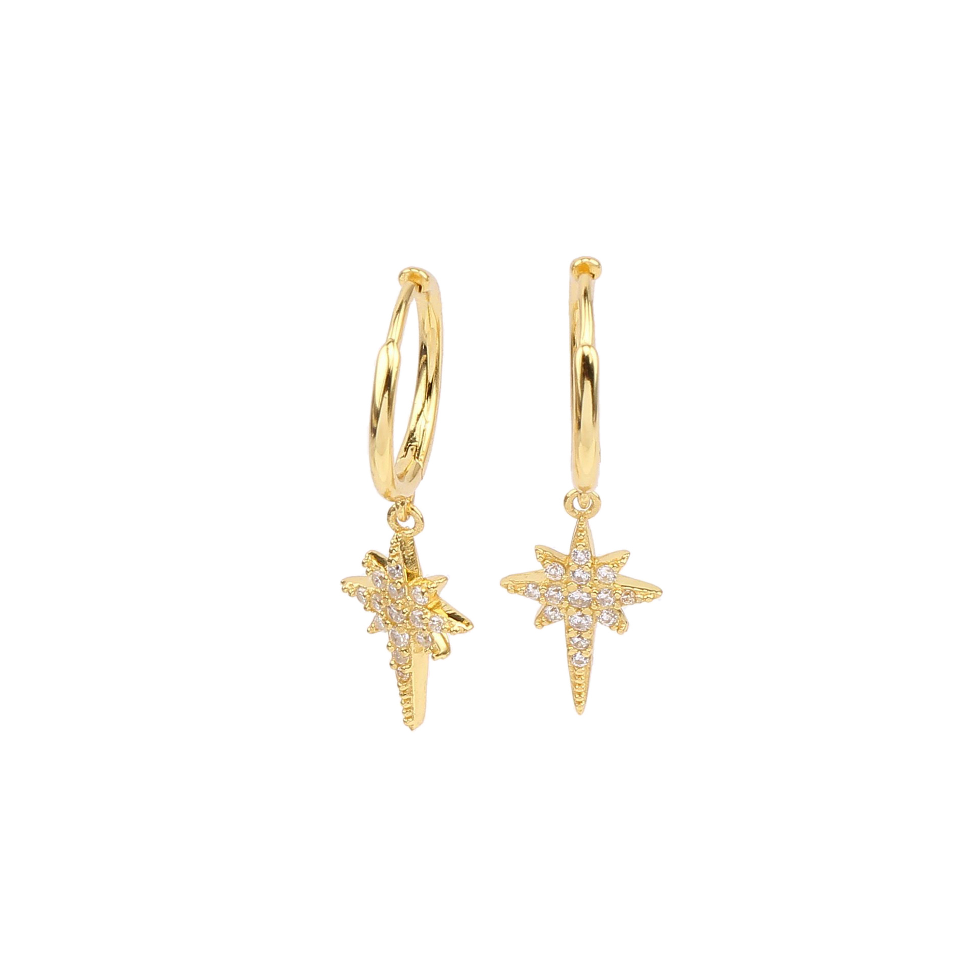 1 Pair Commute Star Plating Inlay Sterling Silver Zircon White Gold Plated Gold Plated Earrings display picture 1