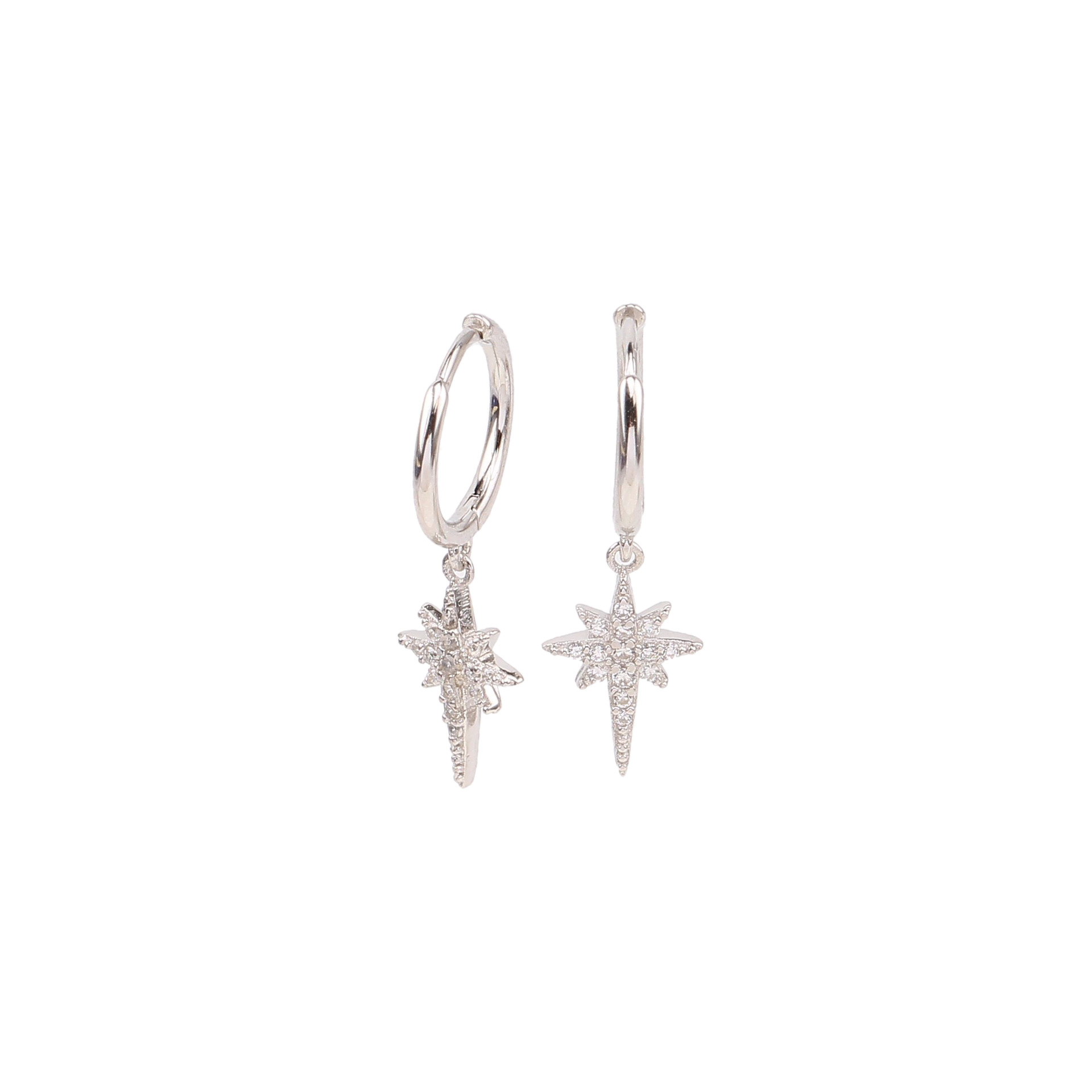 1 Pair Commute Star Plating Inlay Sterling Silver Zircon White Gold Plated Gold Plated Earrings display picture 3