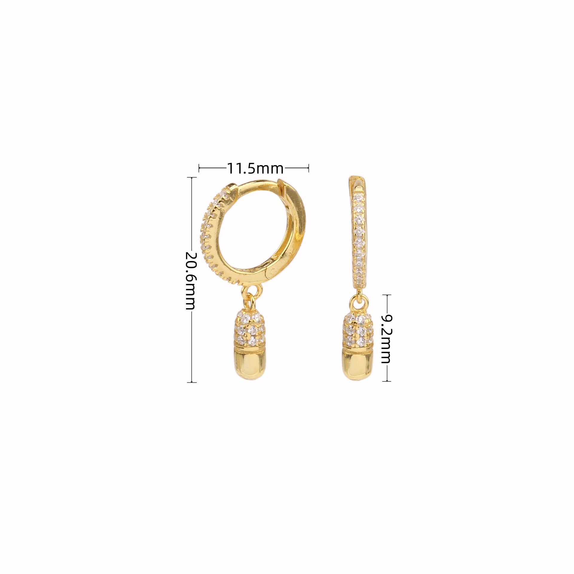 1 Paar Elegant Basic Geometrisch Überzug Inlay Sterling Silber Zirkon Weißgold Plattiert Vergoldet Ohrringe display picture 2