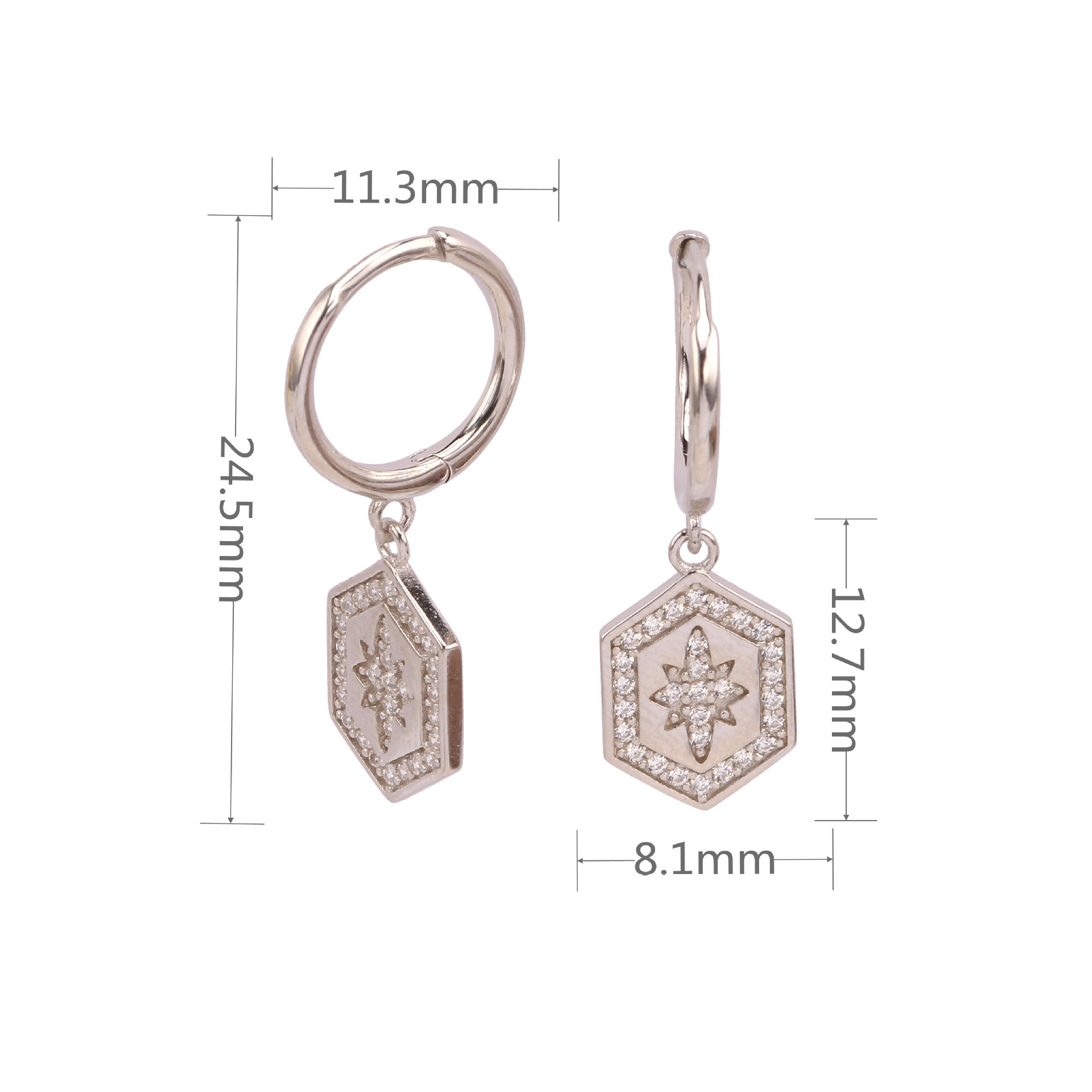 1 Pair Sweet Star Plating Inlay Sterling Silver Zircon Gold Plated Earrings display picture 2