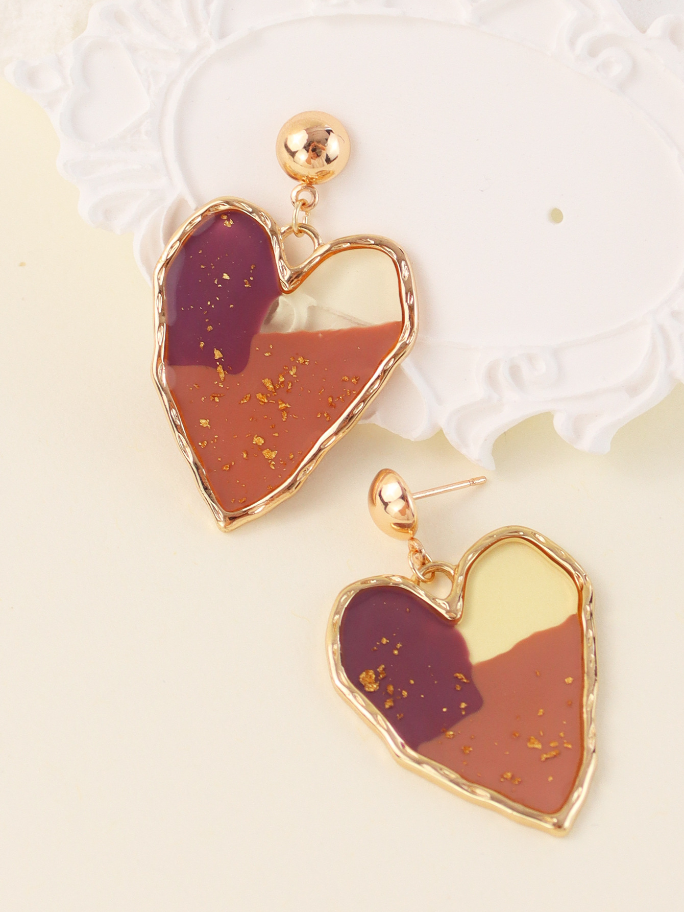 Wholesale Jewelry Lady Heart Shape Resin Drop Earrings display picture 1