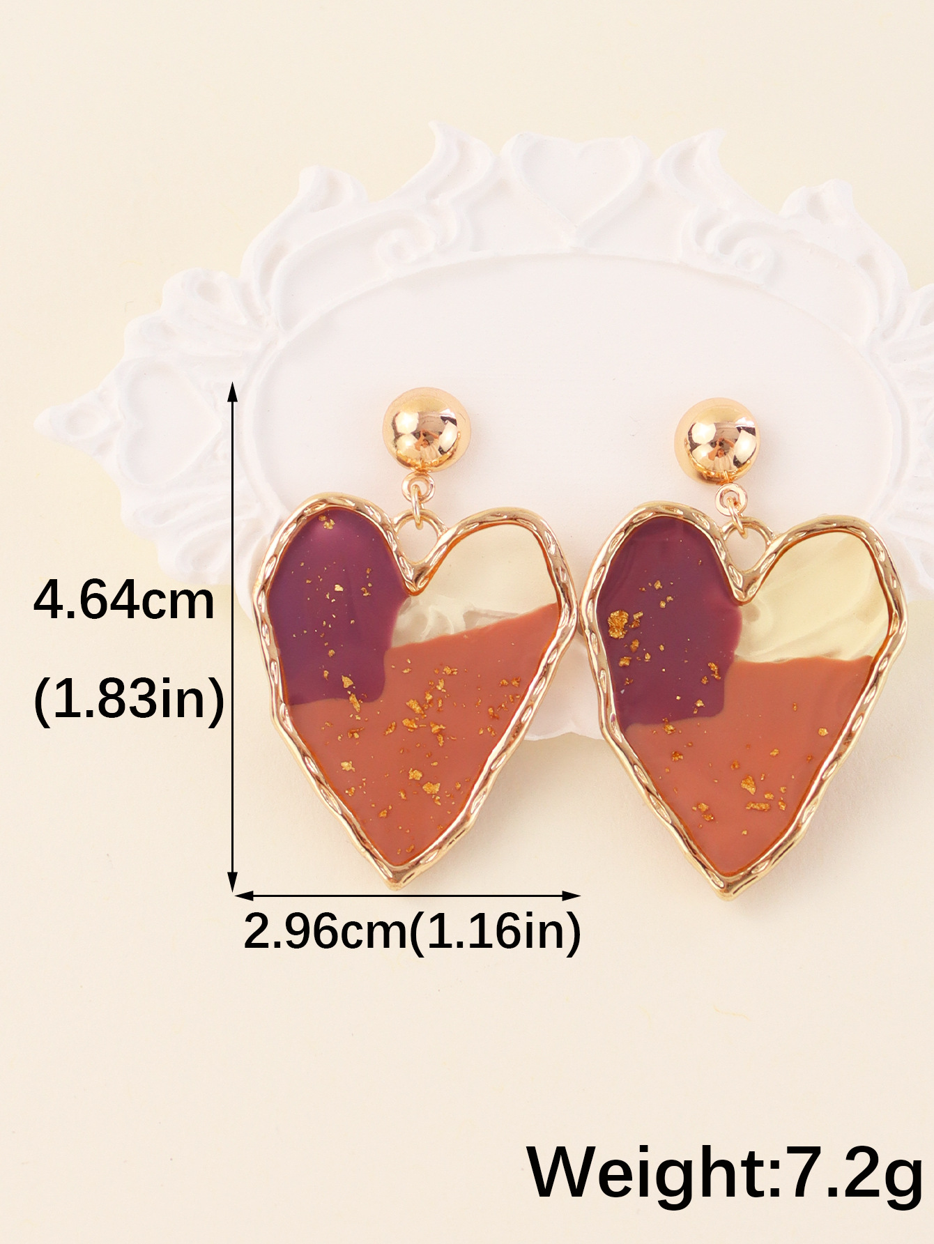 Wholesale Jewelry Lady Heart Shape Resin Drop Earrings display picture 2