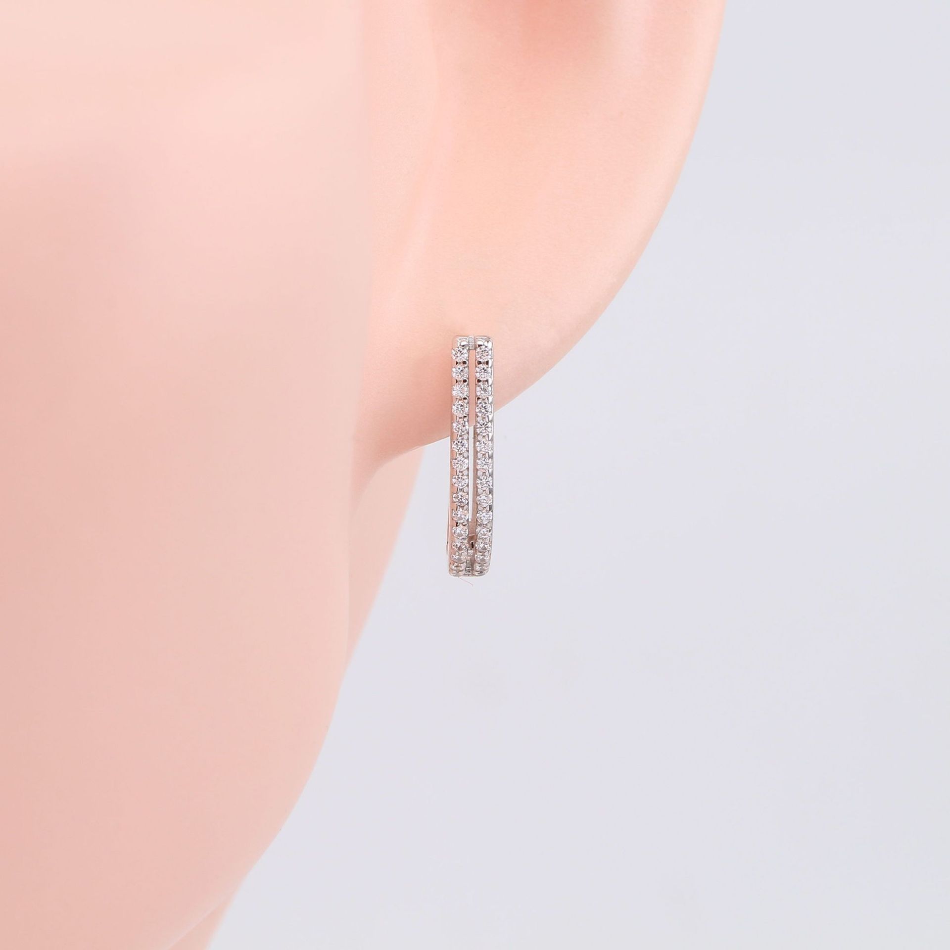1 Pair Basic U Shape Plating Inlay Sterling Silver Zircon Gold Plated Earrings display picture 8