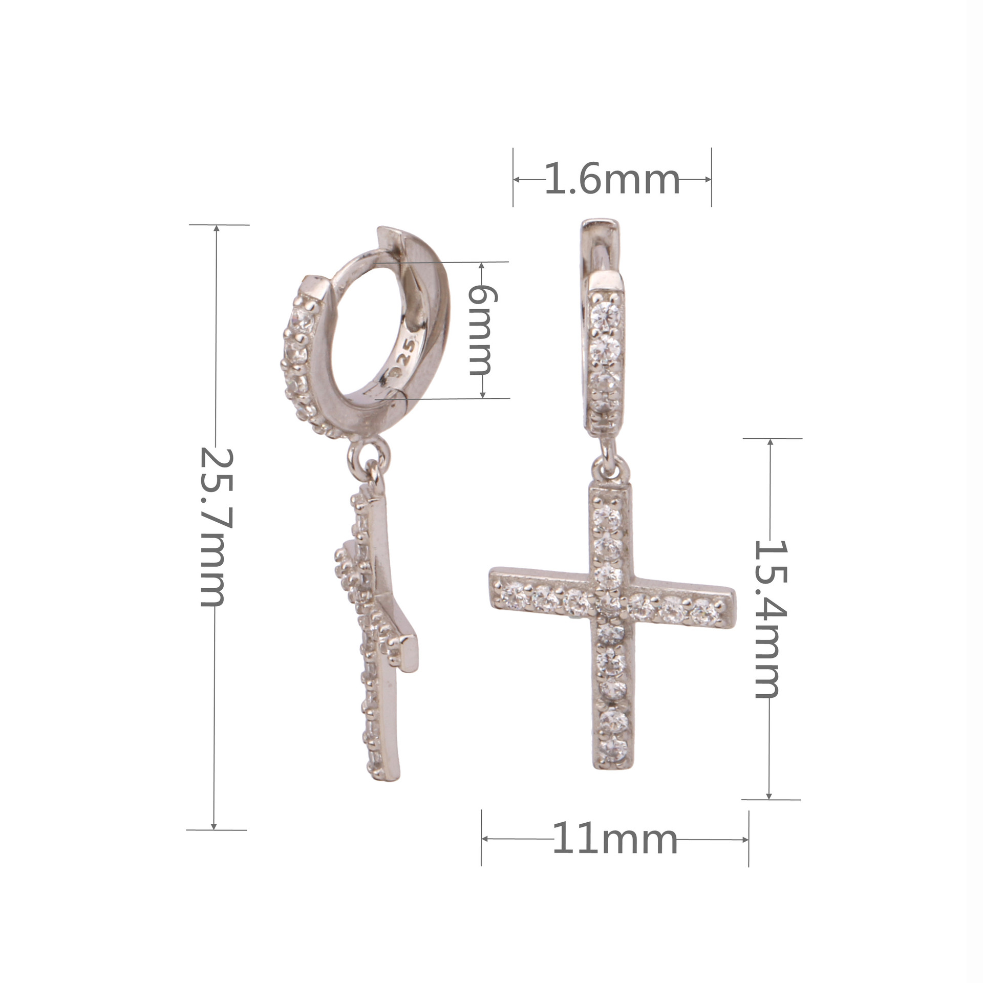 1 Pair Sweet Cross Plating Inlay Sterling Silver Zircon Gold Plated Earrings display picture 8