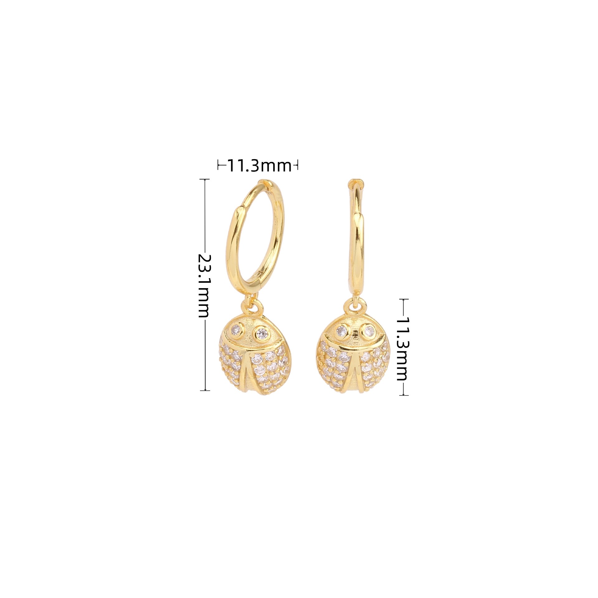 1 Pair Basic Insect Plating Inlay Sterling Silver Zircon Gold Plated Earrings display picture 2