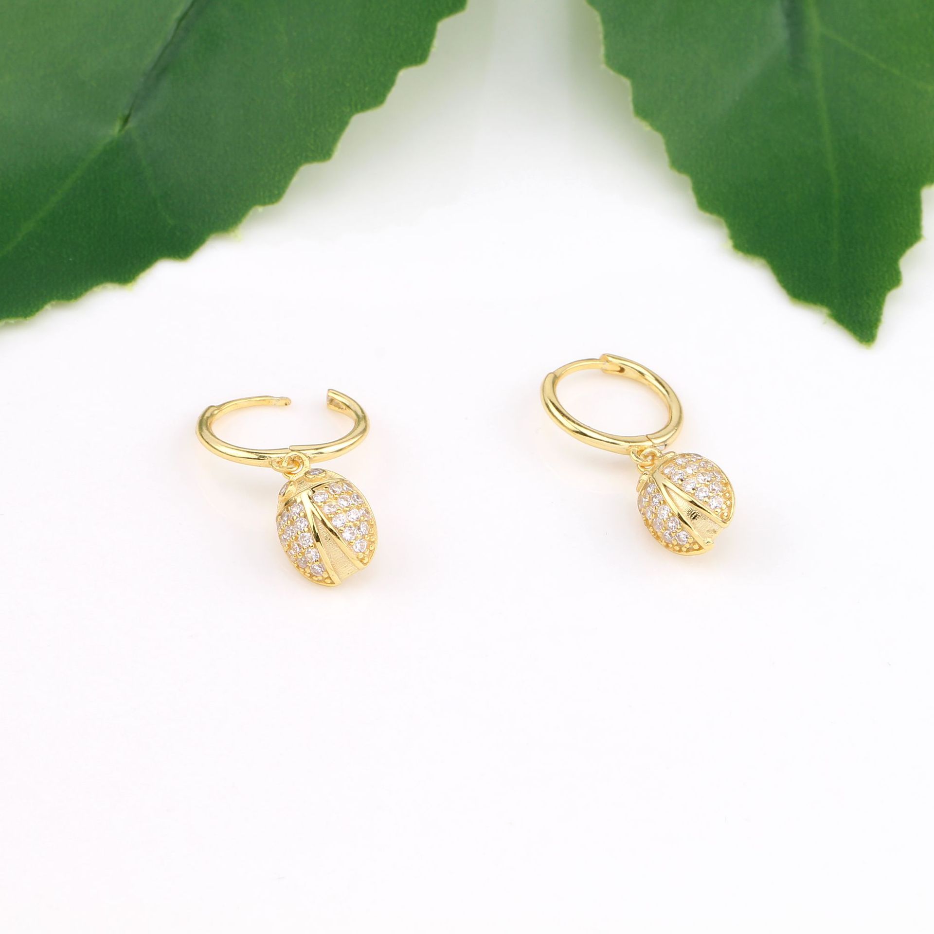 1 Pair Basic Insect Plating Inlay Sterling Silver Zircon Gold Plated Earrings display picture 11