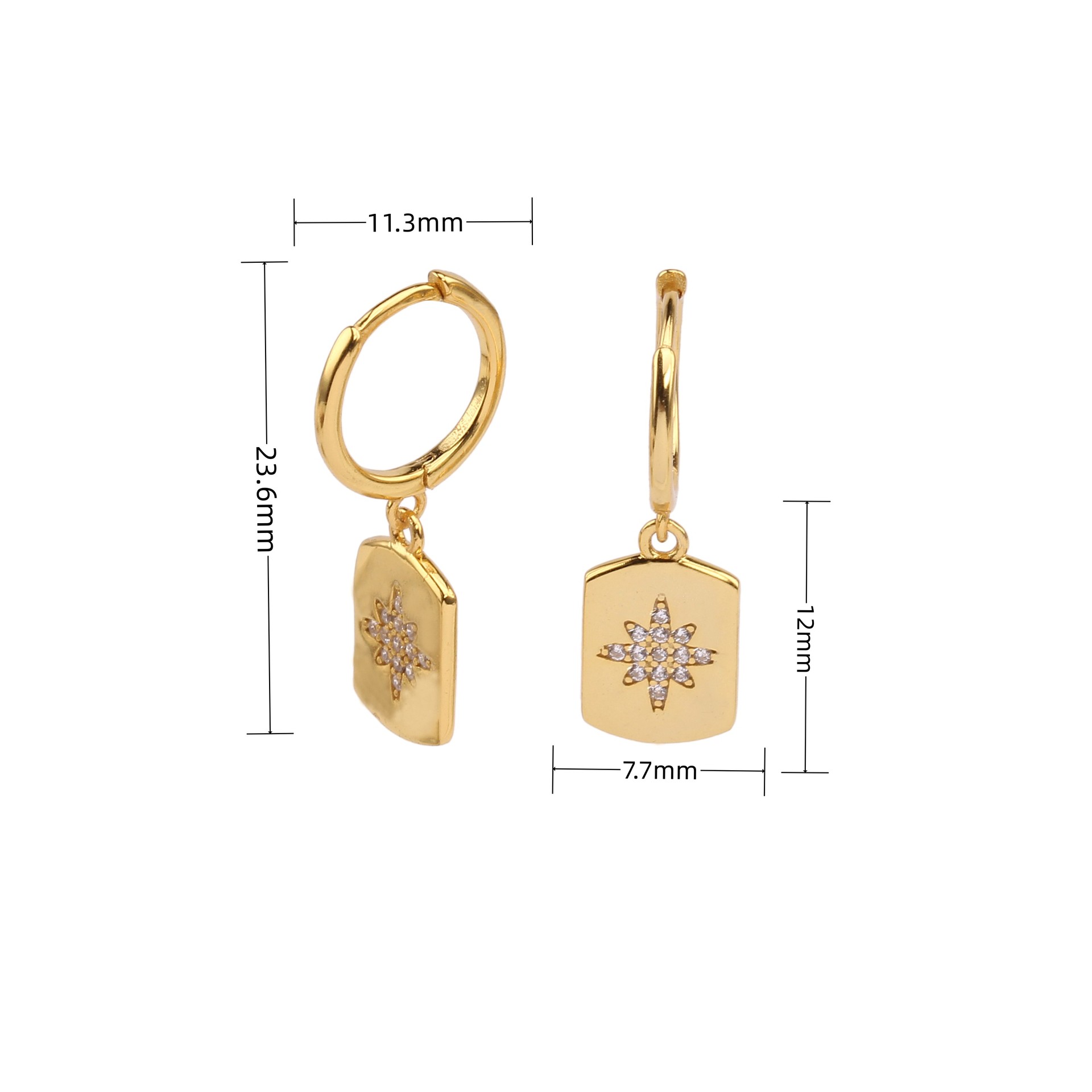 1 Paar Moderner Stil Geometrisch Überzug Inlay Sterling Silber Zirkon Vergoldet Ohrringe display picture 1