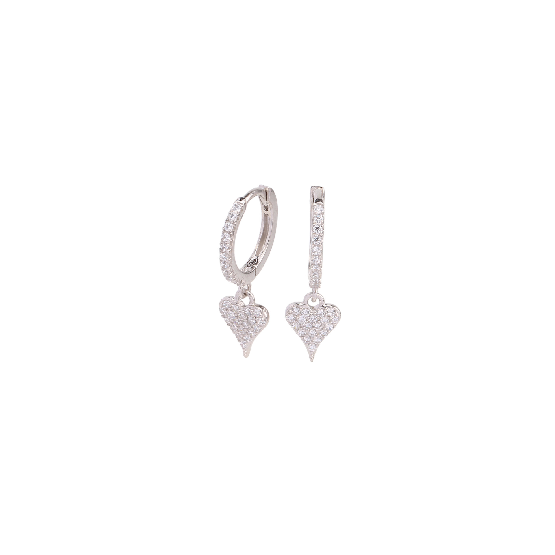 1 Paar Süss Herzform Überzug Inlay Sterling Silber Zirkon Vergoldet Ohrringe display picture 3