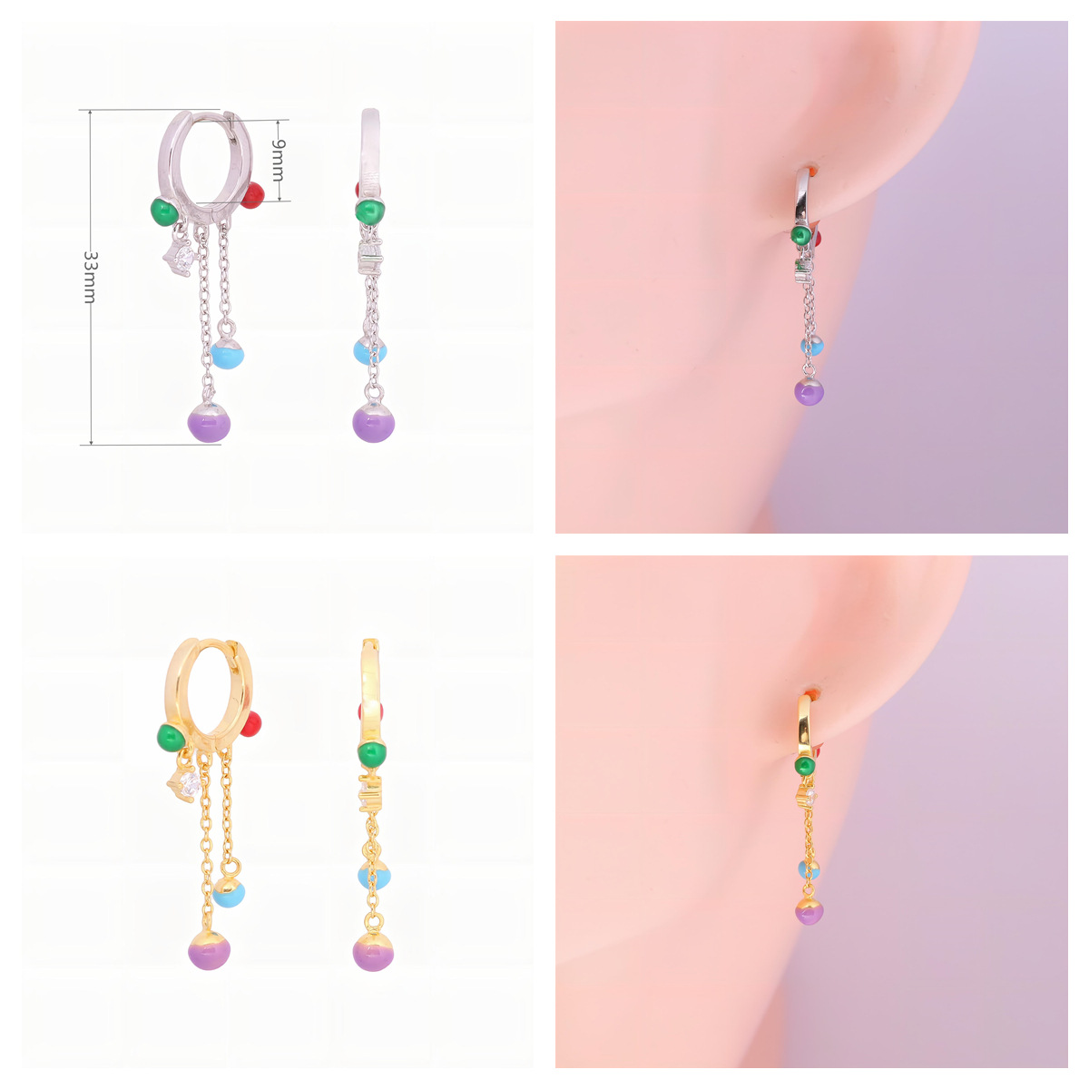 1 Pair Modern Style Geometric Stoving Varnish Plating Inlay Sterling Silver Zircon Gold Plated Earrings display picture 3