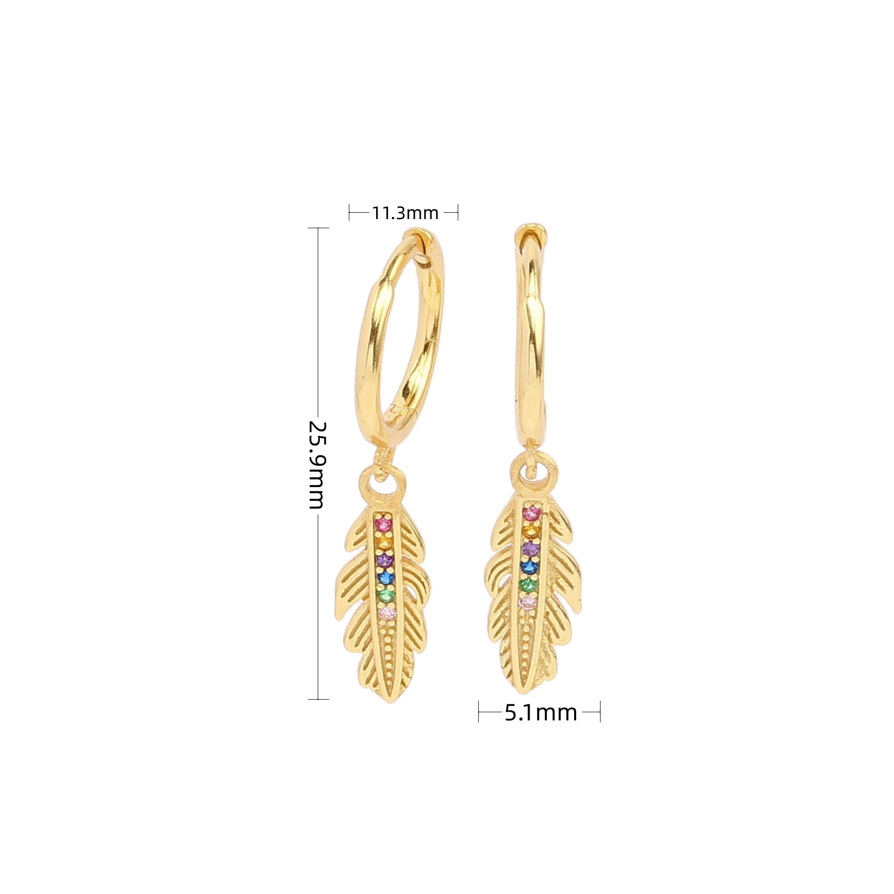 1 Pair Modern Style Leaf Plating Inlay Sterling Silver Zircon Gold Plated Earrings display picture 2
