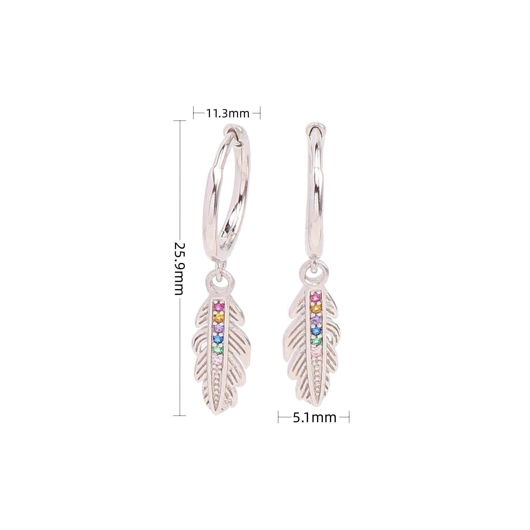 1 Paire Style Moderne Feuille Placage Incruster Argent Sterling Zircon Plaqué Or Des Boucles D'oreilles display picture 4