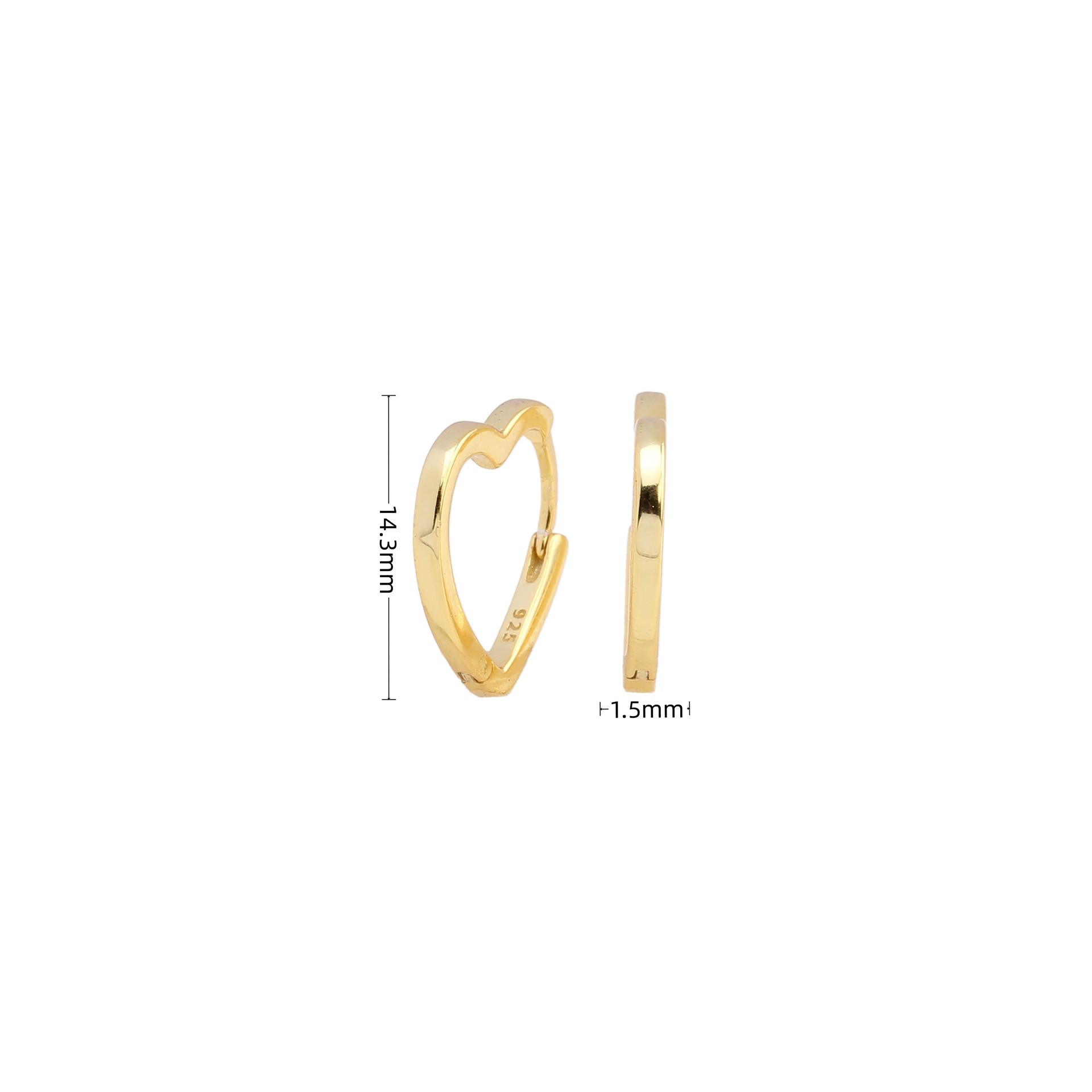 1 Paar Süss Herzform Überzug Sterling Silber Vergoldet Ohrringe display picture 2