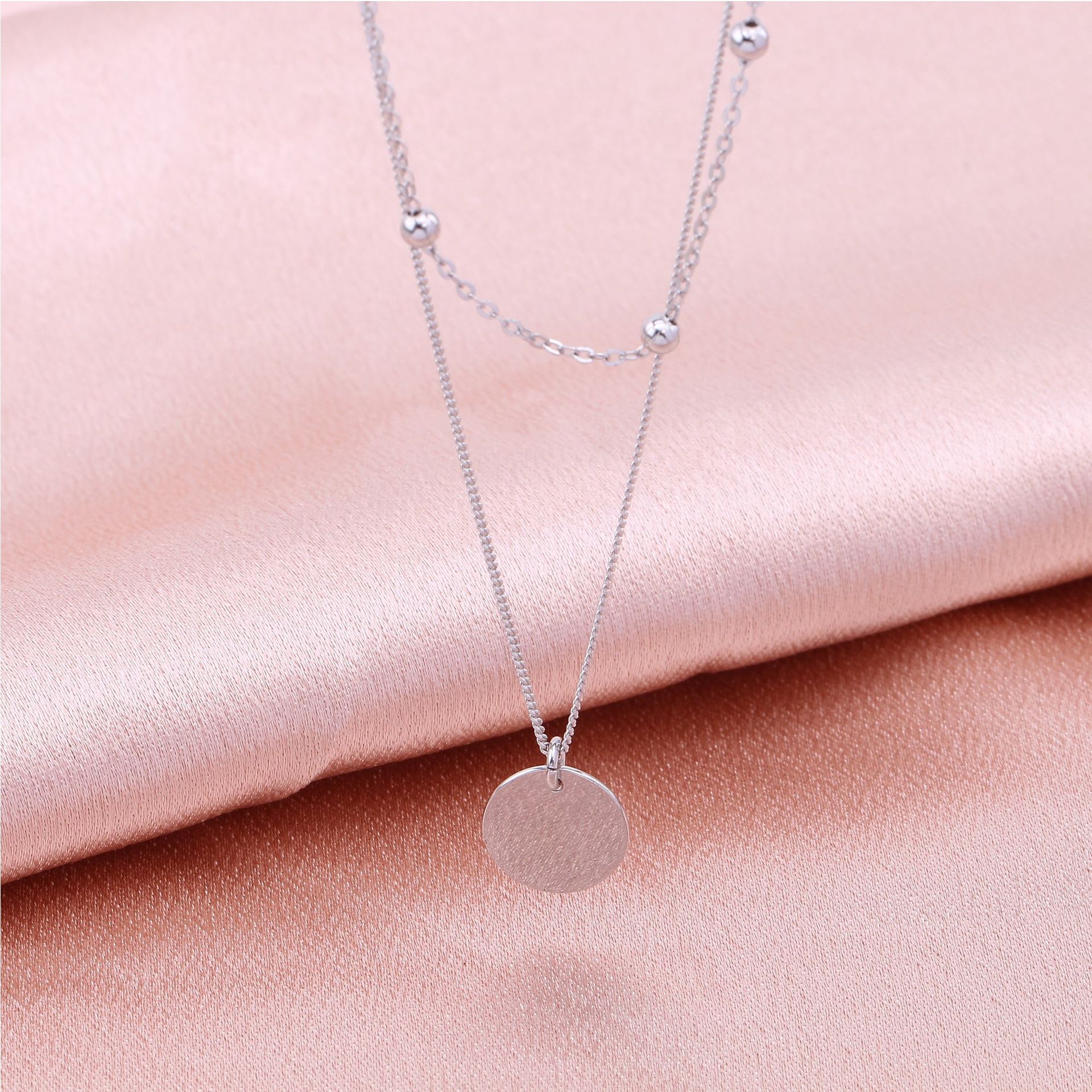 Basic Solid Color Sterling Silver Plating Gold Plated Double Layer Necklaces display picture 10