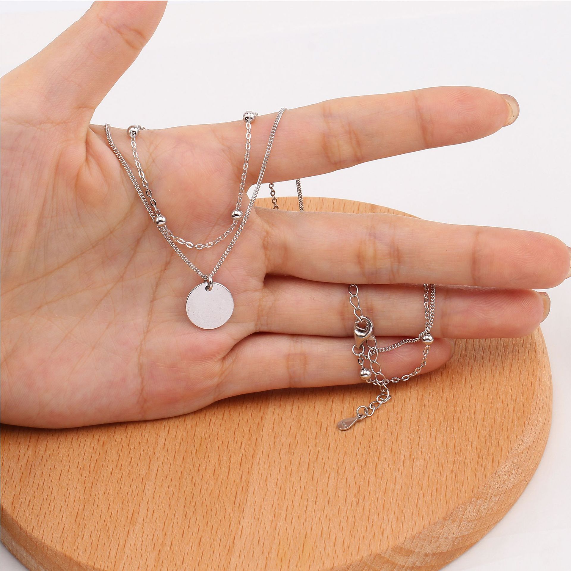 Basic Solid Color Sterling Silver Plating Gold Plated Double Layer Necklaces display picture 14