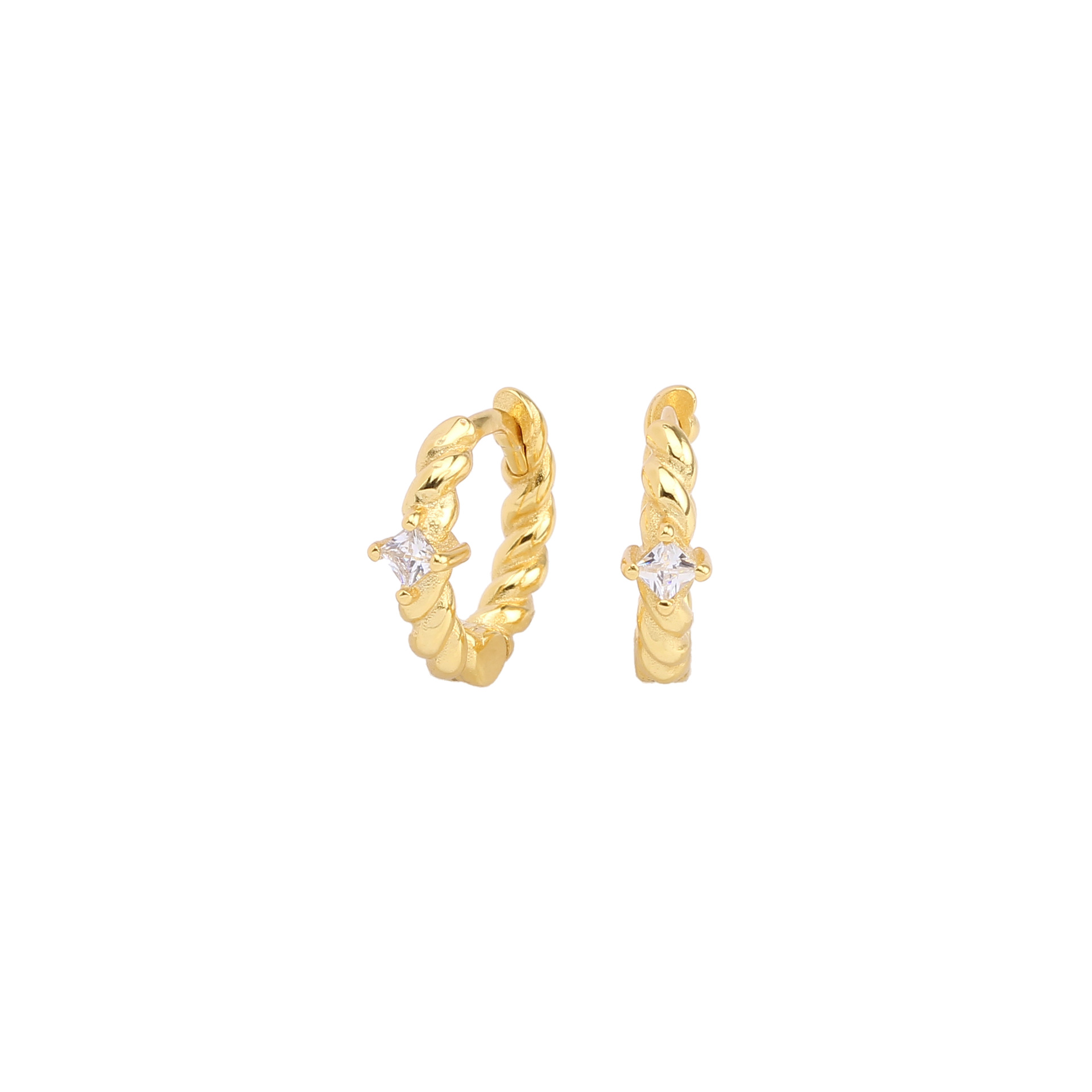 1 Paar Einfacher Stil Runden Überzug Inlay Sterling Silber Zirkon Vergoldet Ohrringe display picture 1