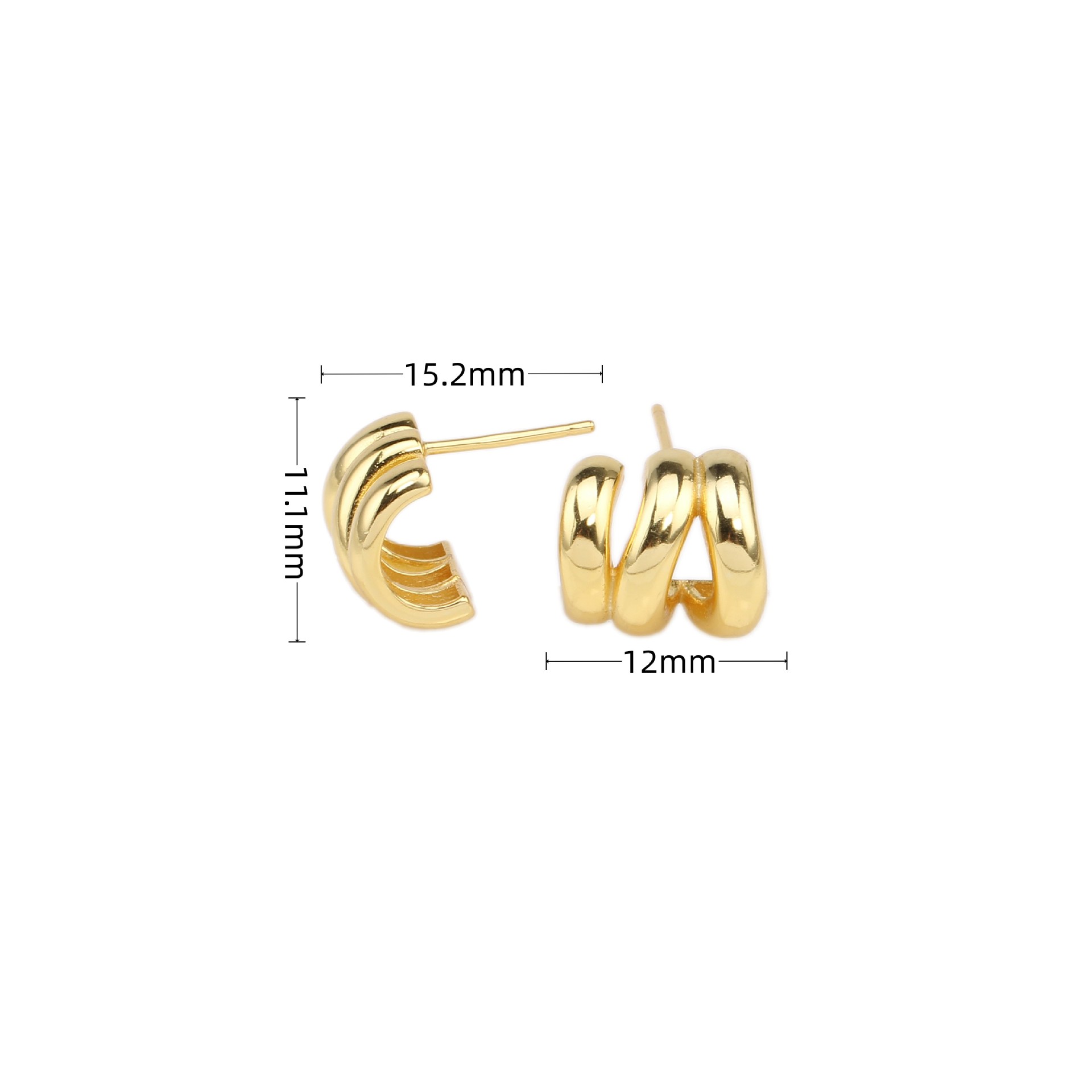 1 Paar Klassischer Stil C-form Überzug Sterling Silber Vergoldet Ohrringe display picture 1