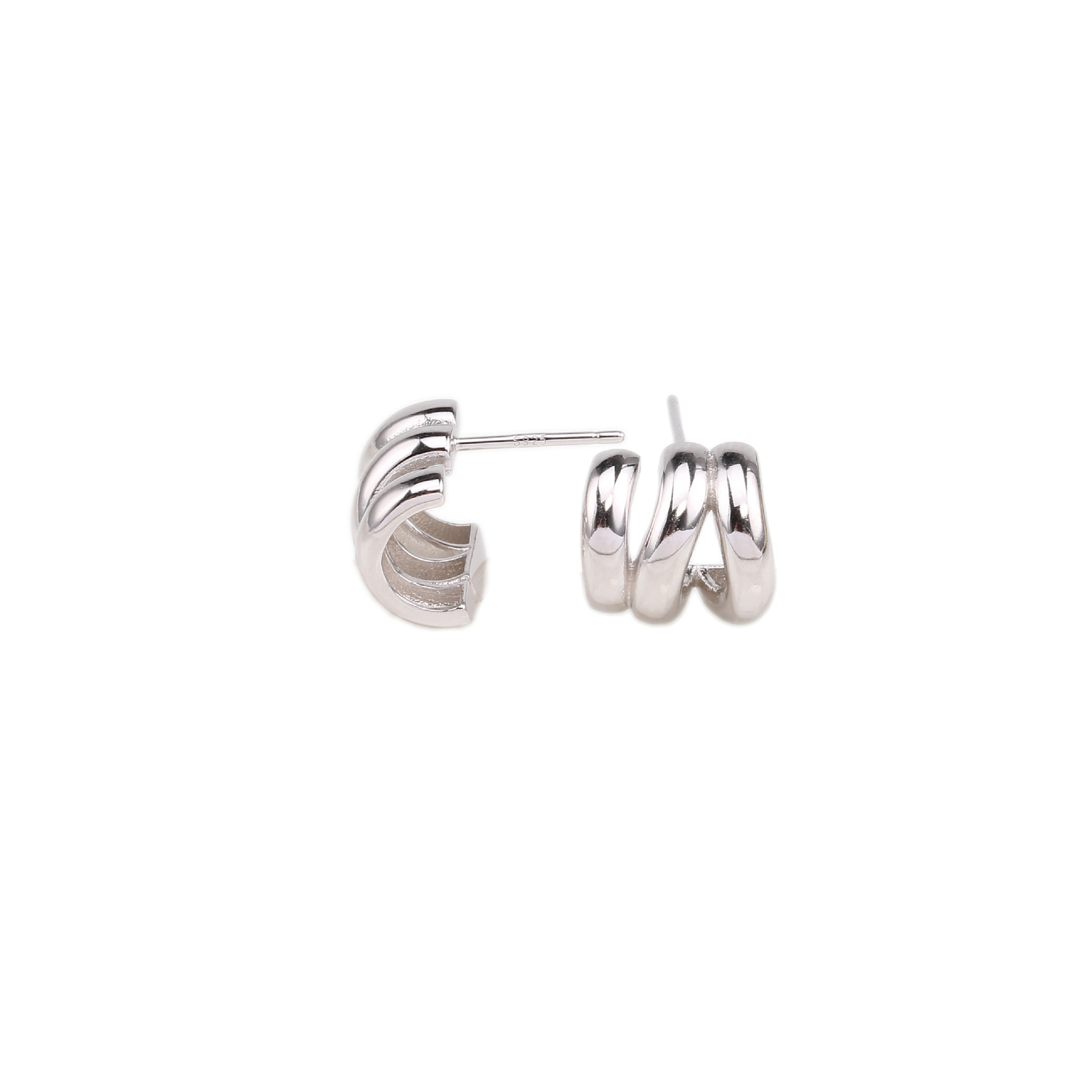 1 Pair Classic Style C Shape Plating Sterling Silver Gold Plated Earrings display picture 2