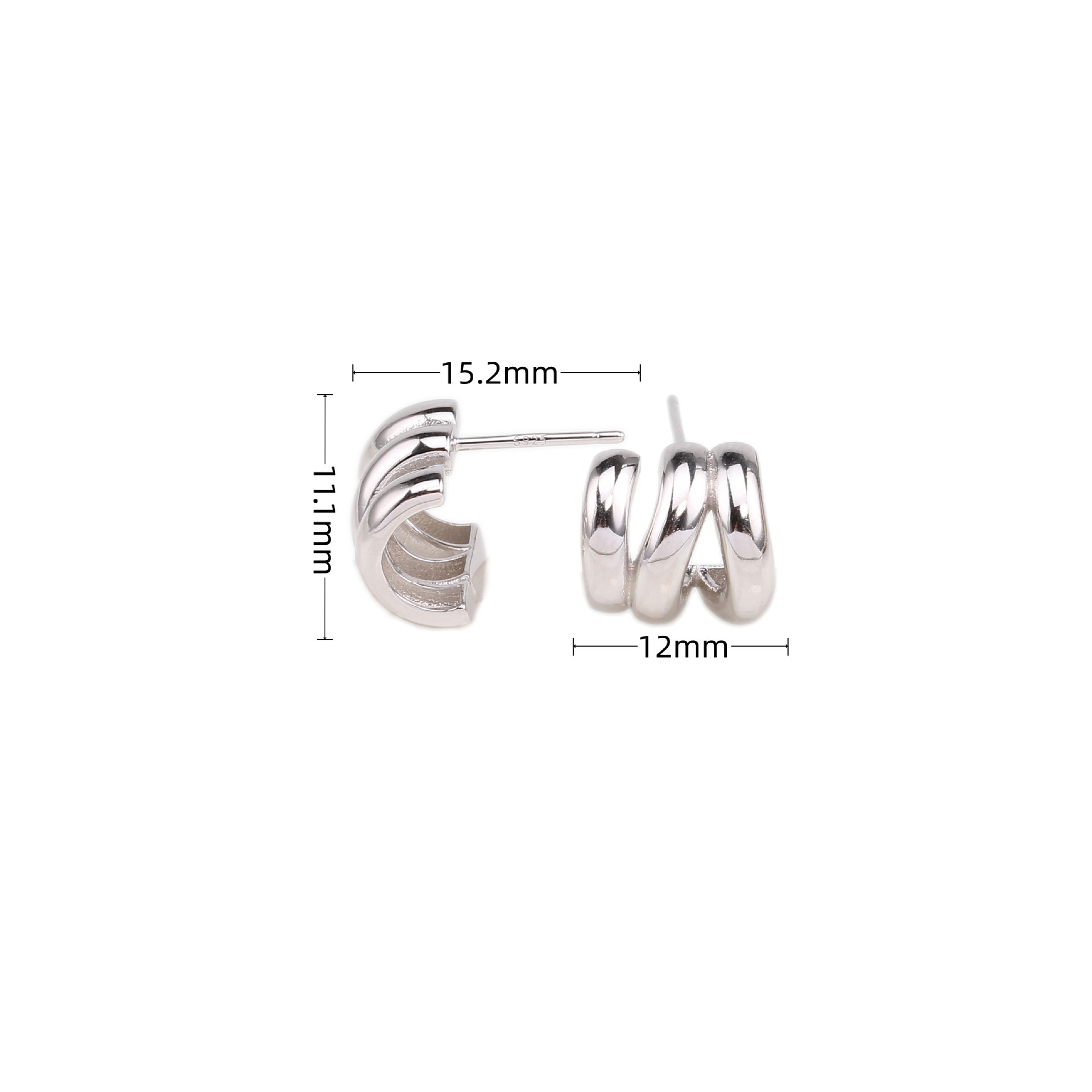 1 Pair Classic Style C Shape Plating Sterling Silver Gold Plated Earrings display picture 3