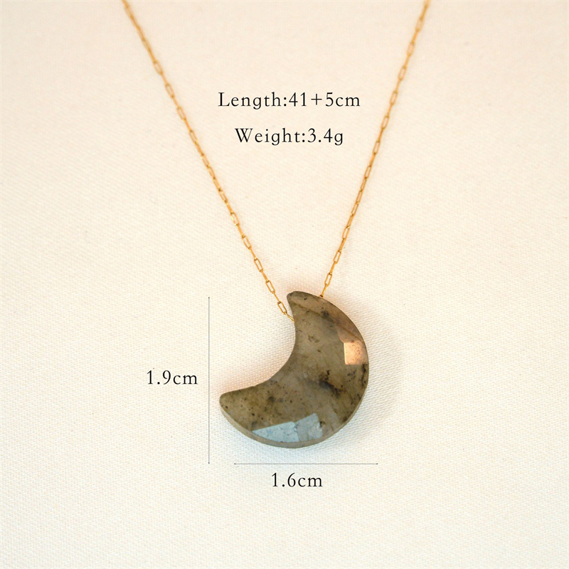 304 Stainless Steel Natural Stone K Gold Plated Casual Simple Style Artistic Plating Chain Moon Pendant Necklace display picture 6