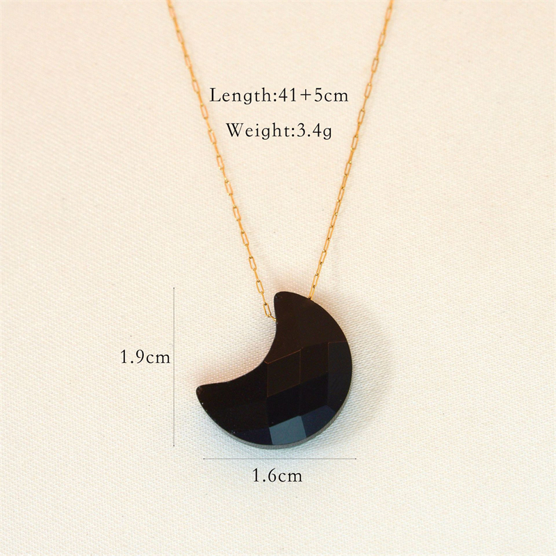 304 Stainless Steel Natural Stone K Gold Plated Casual Simple Style Artistic Plating Chain Moon Pendant Necklace display picture 7