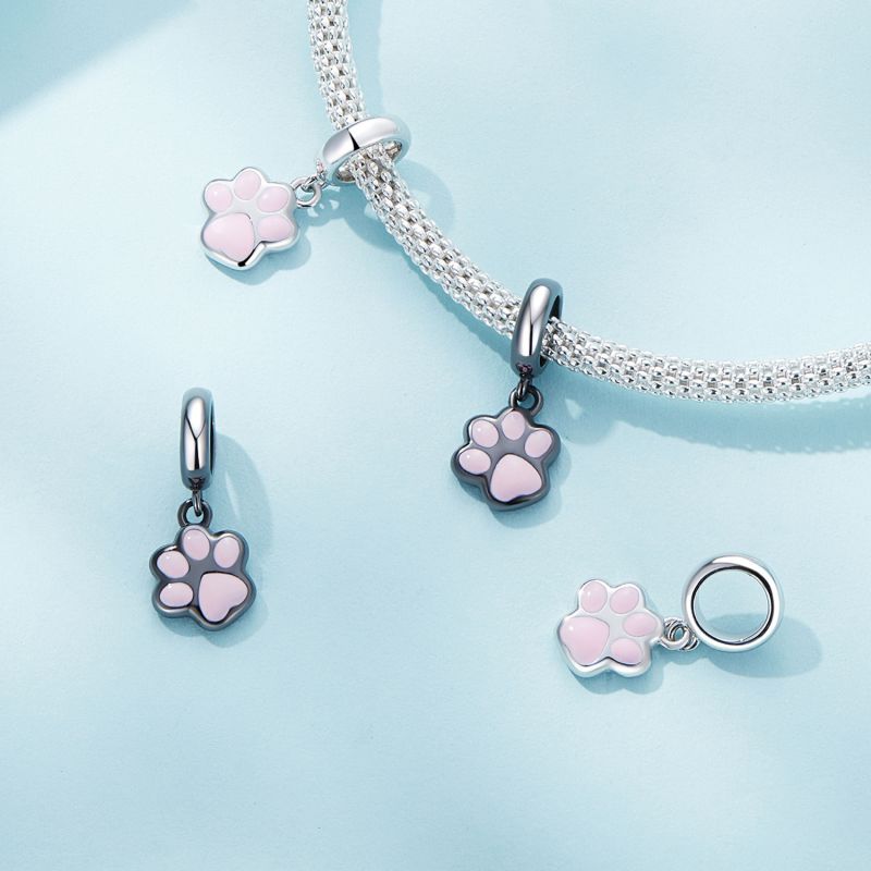 Casual Paw Print Cat Sterling Silver Beaded Inlay Zircon Jewelry Accessories display picture 11