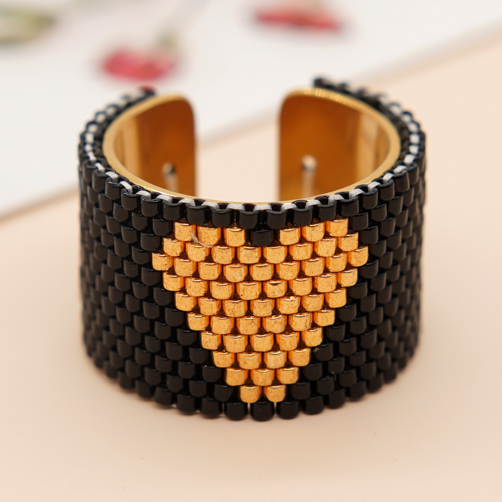 Novelty Heart Shape Seed Bead Beaded Knitting Unisex Rings display picture 6