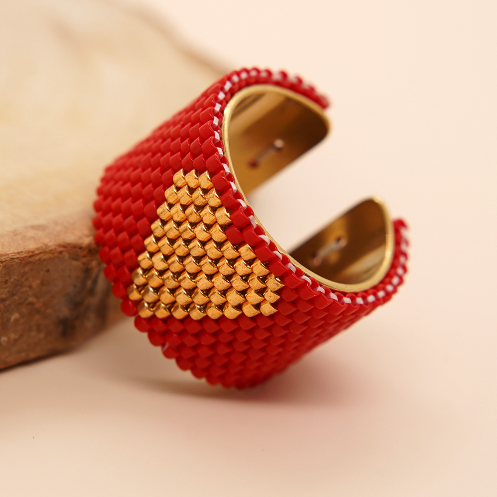 Novelty Heart Shape Seed Bead Beaded Knitting Unisex Rings display picture 7