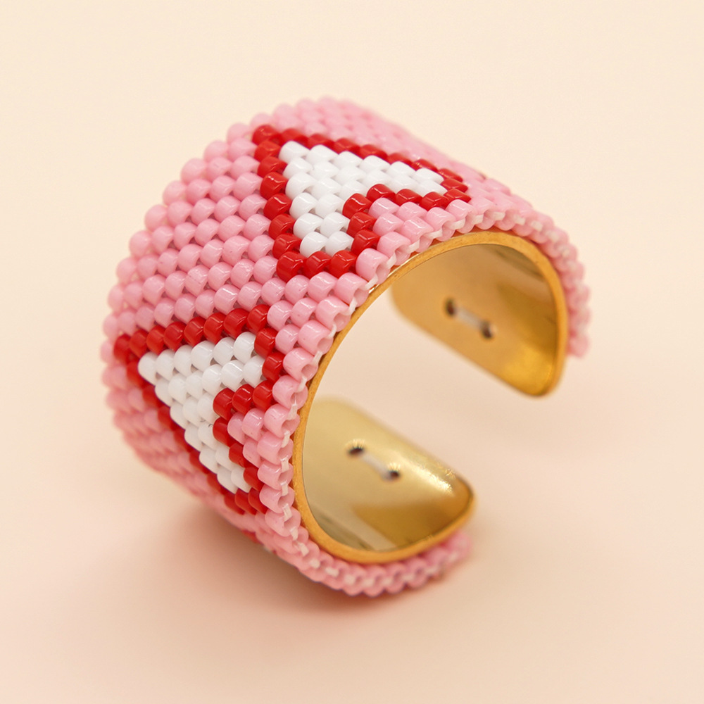 Novelty Heart Shape Seed Bead Beaded Knitting Unisex Rings display picture 17