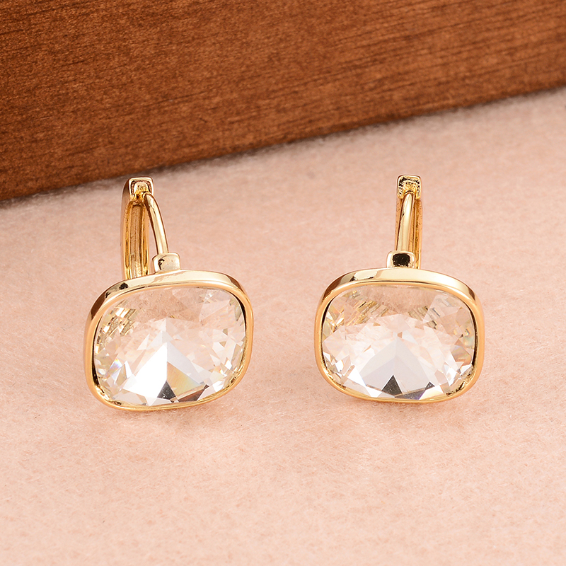 1 Pair Ig Style Simple Style Square Plating Inlay Copper Artificial Crystal Earrings display picture 8